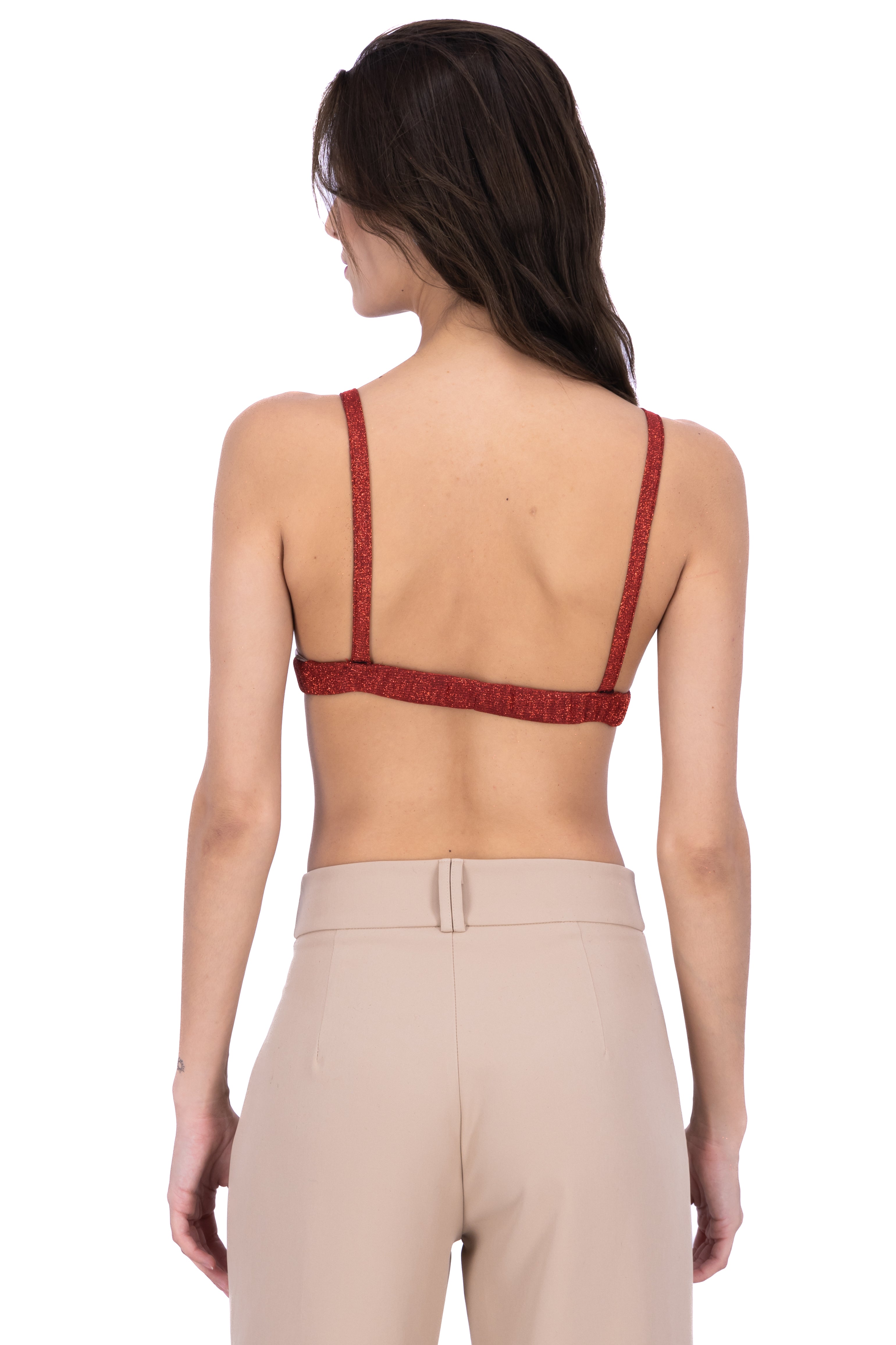 Top Crop Lurex open back RED