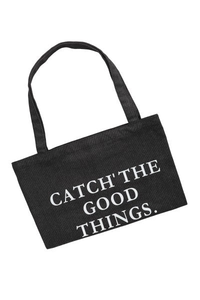 Bolsa Tote Estampado Frase NEGRO