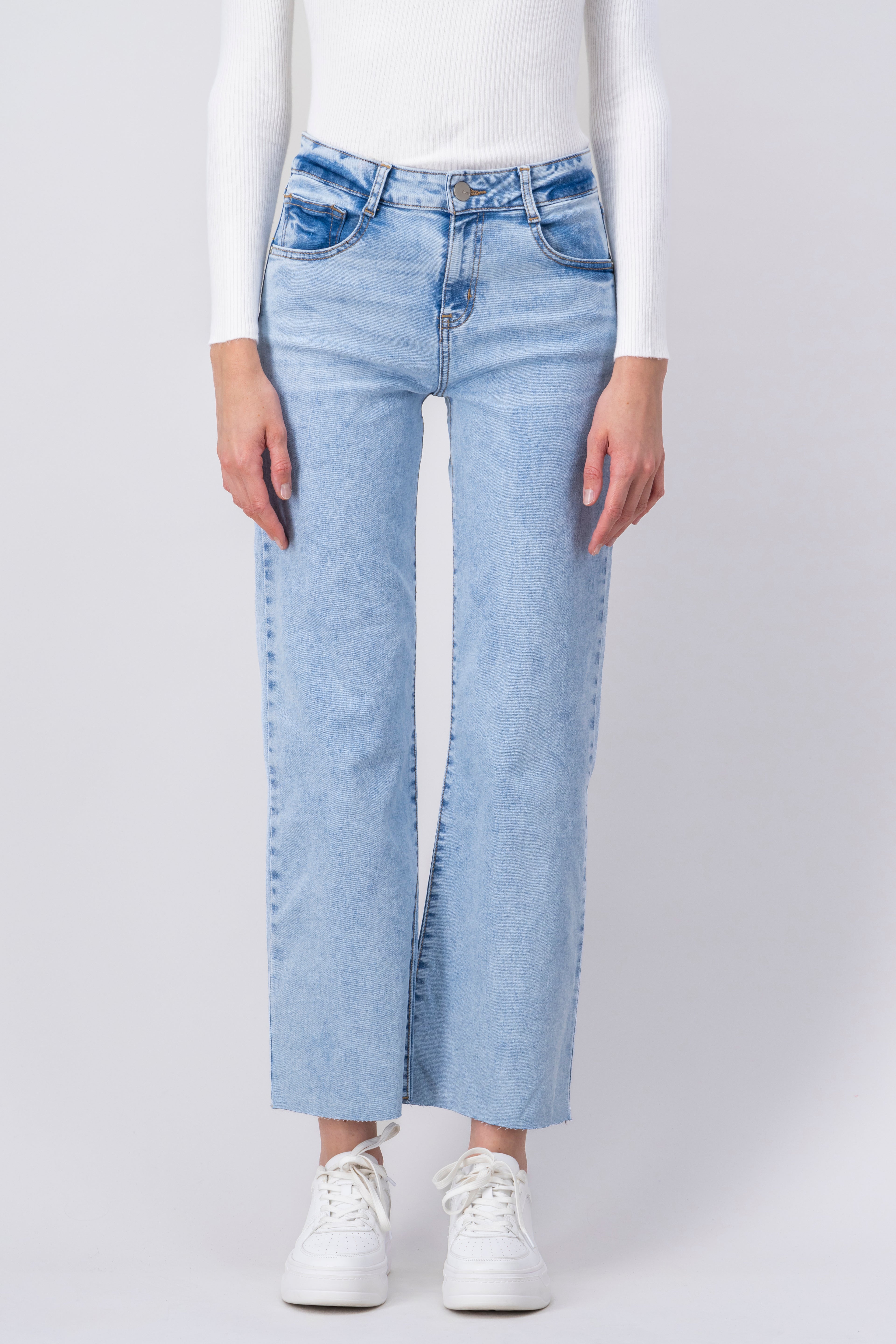 Straight Jeans Courts Ankle ACID LIGHT