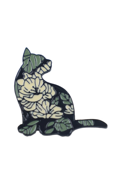 Pin Gato Con Flores MULTICOLOR