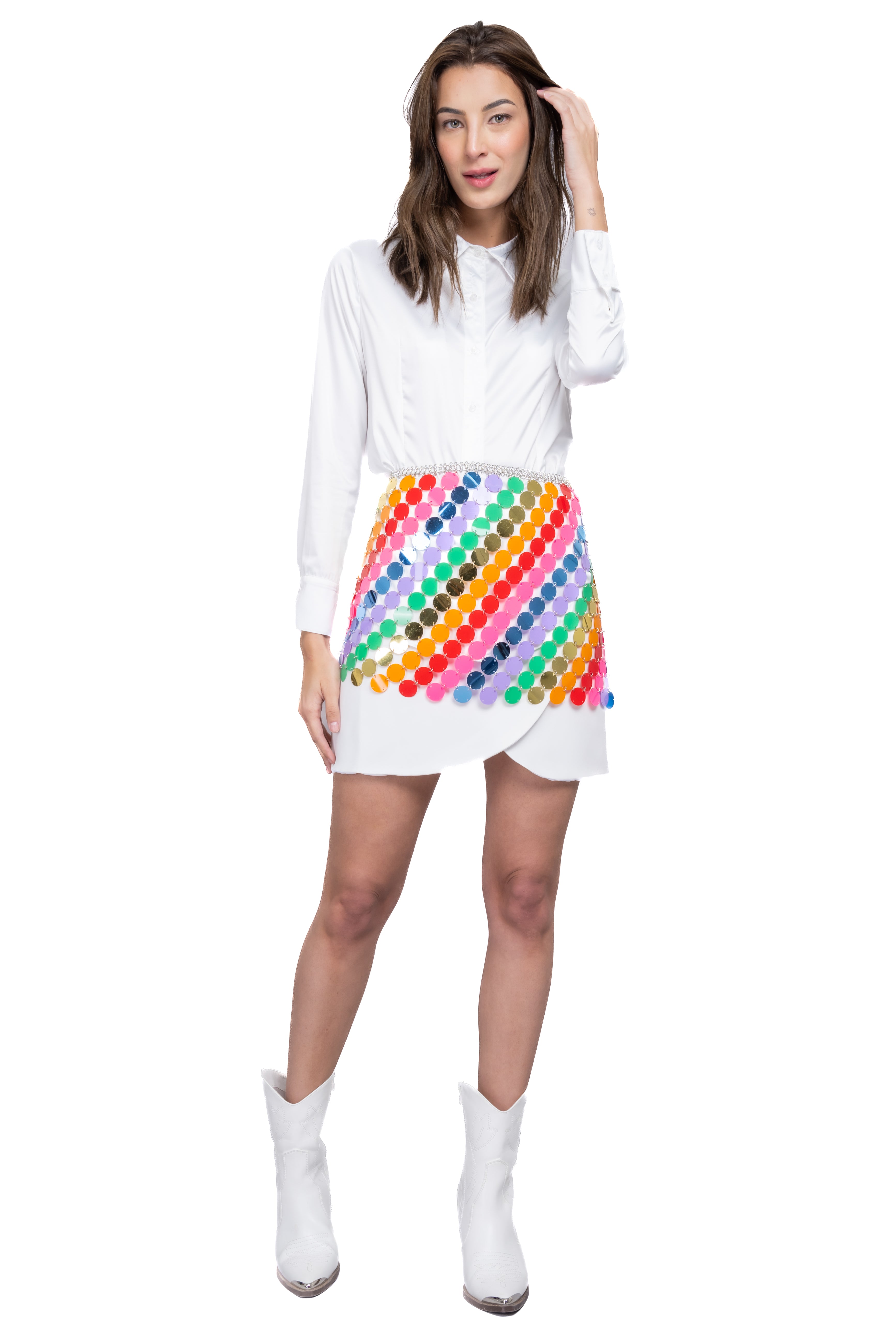 Falda mini lentejuelas arcoiris MULTICOLOR