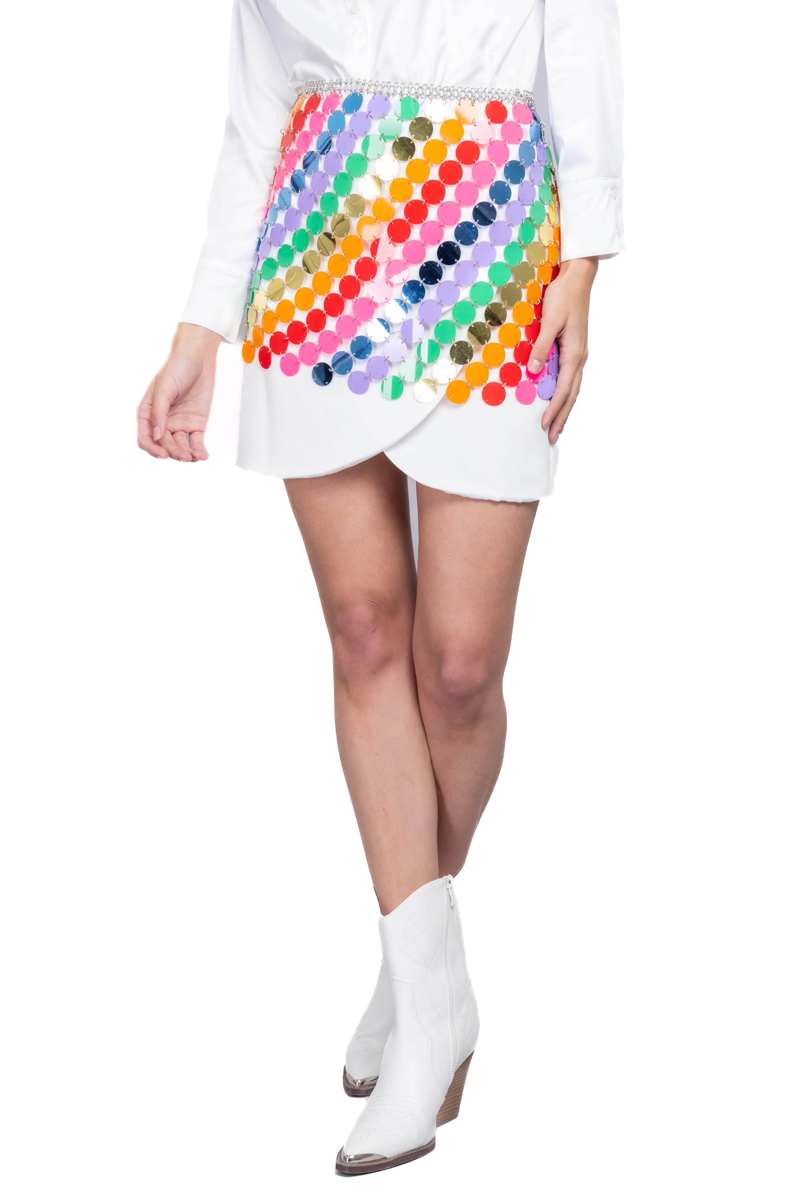 Falda mini lentejuelas arcoiris MULTICOLOR