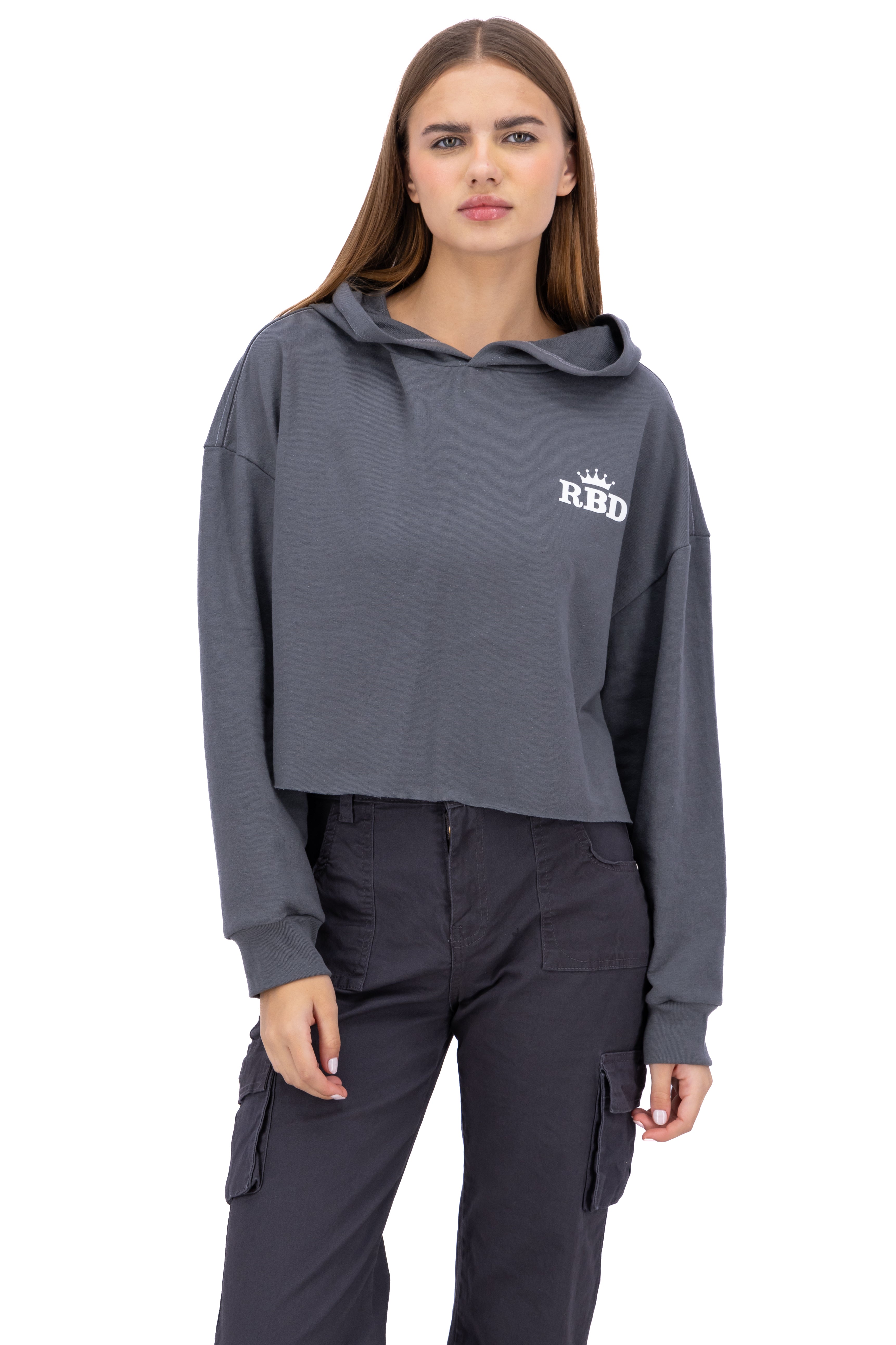 Sudadera crop estampado RBD GRIS COMBO