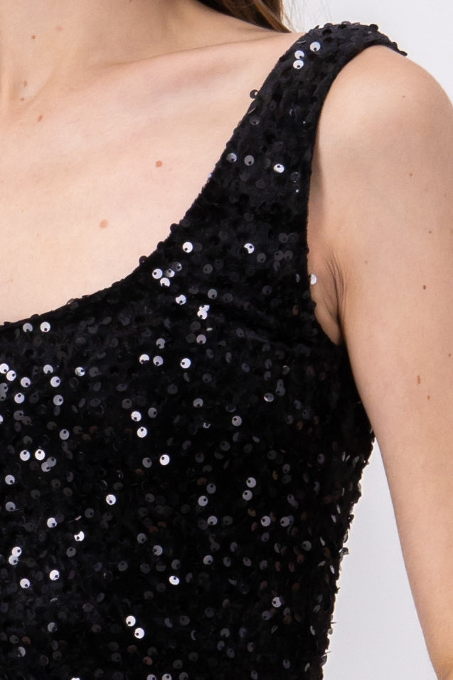 Dress velvet sequins BLACK