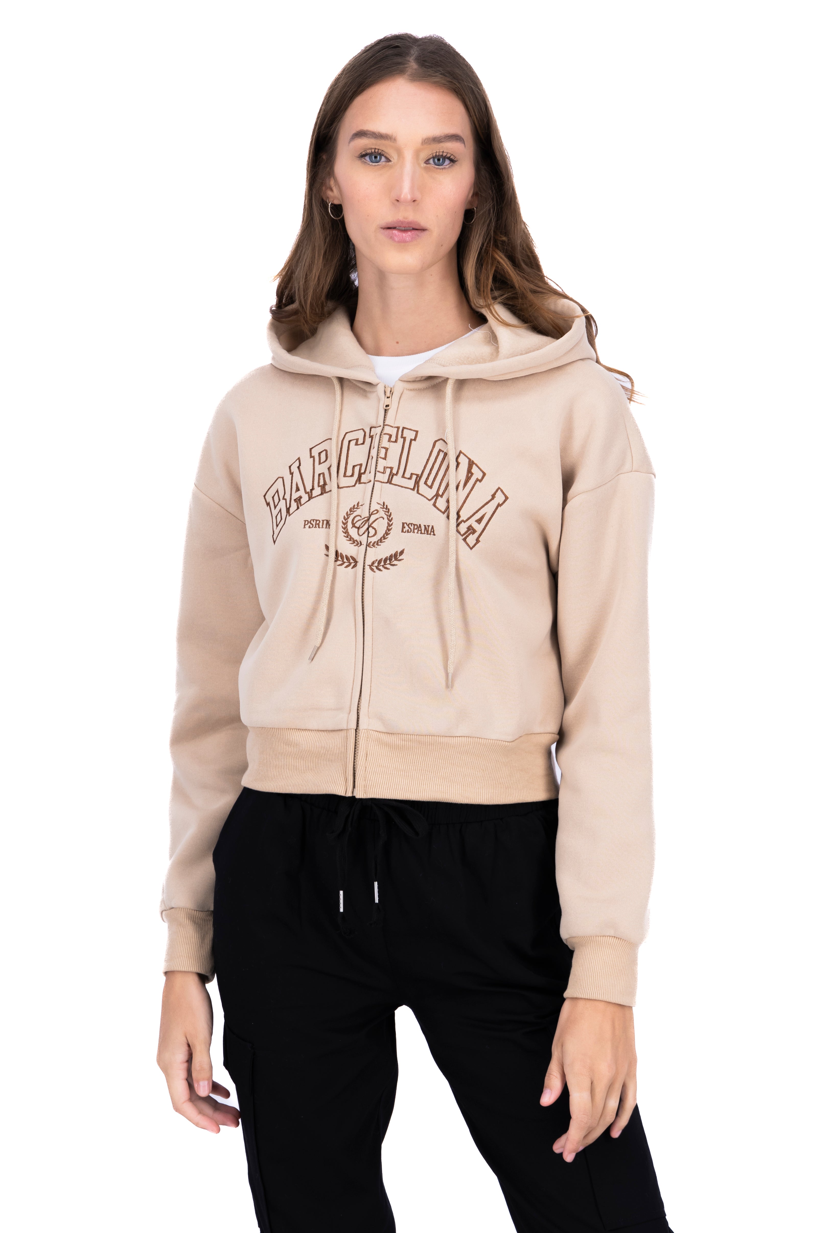 Barcelona stamped closing sweatshirt Khaki