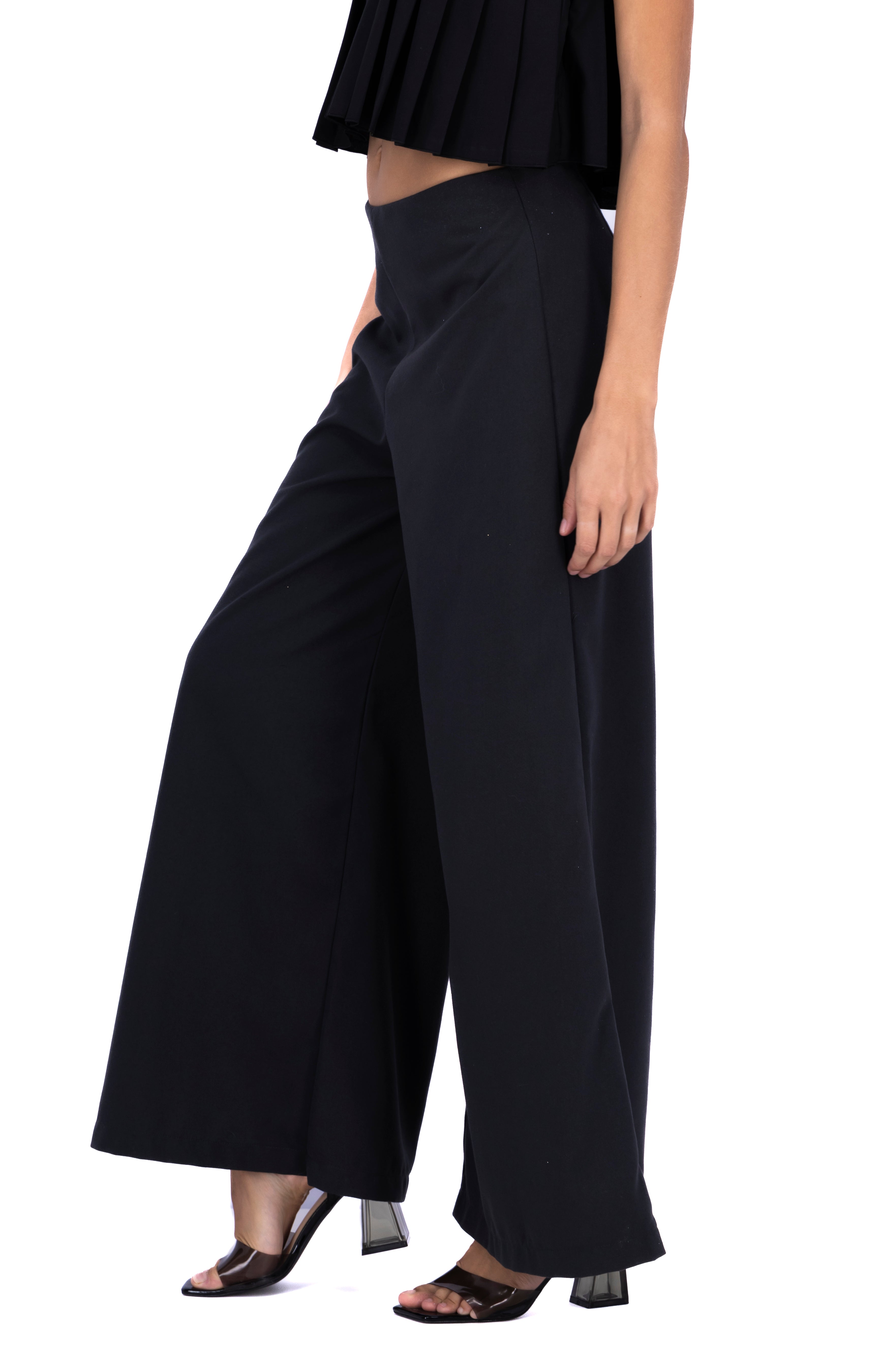 Pantalón liso wide leg GRIS