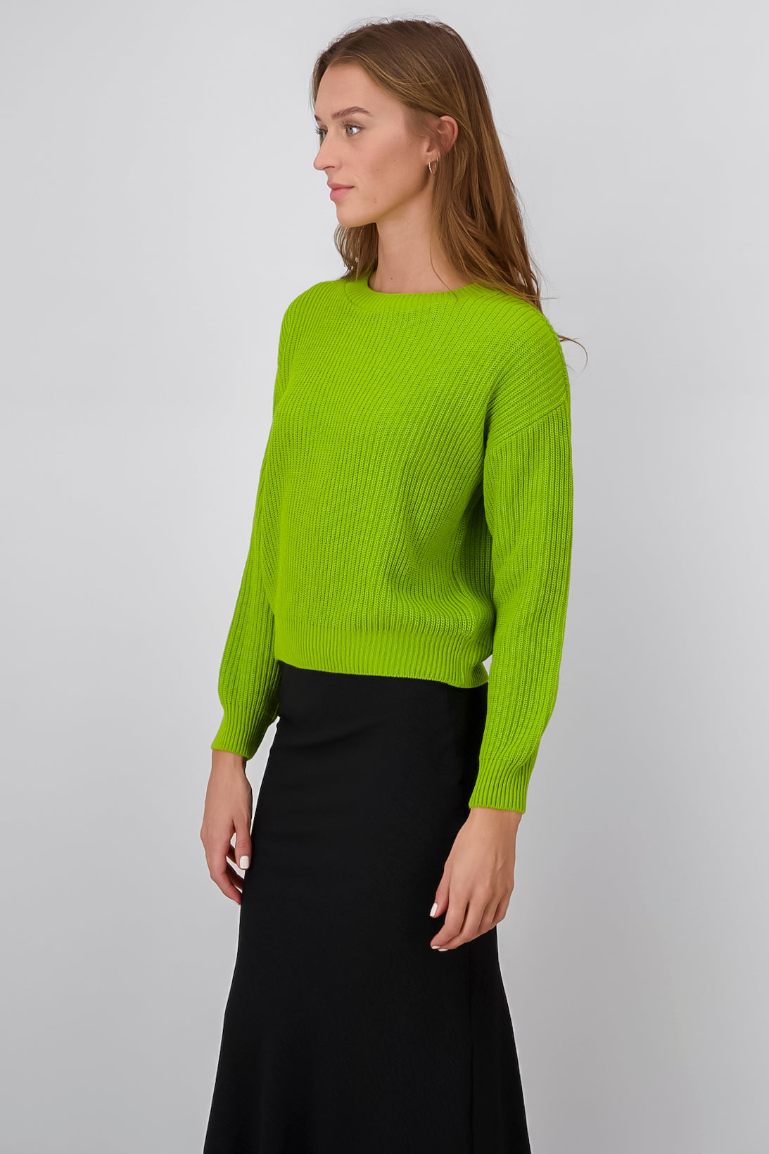 Round neck fabric sweater GREEN