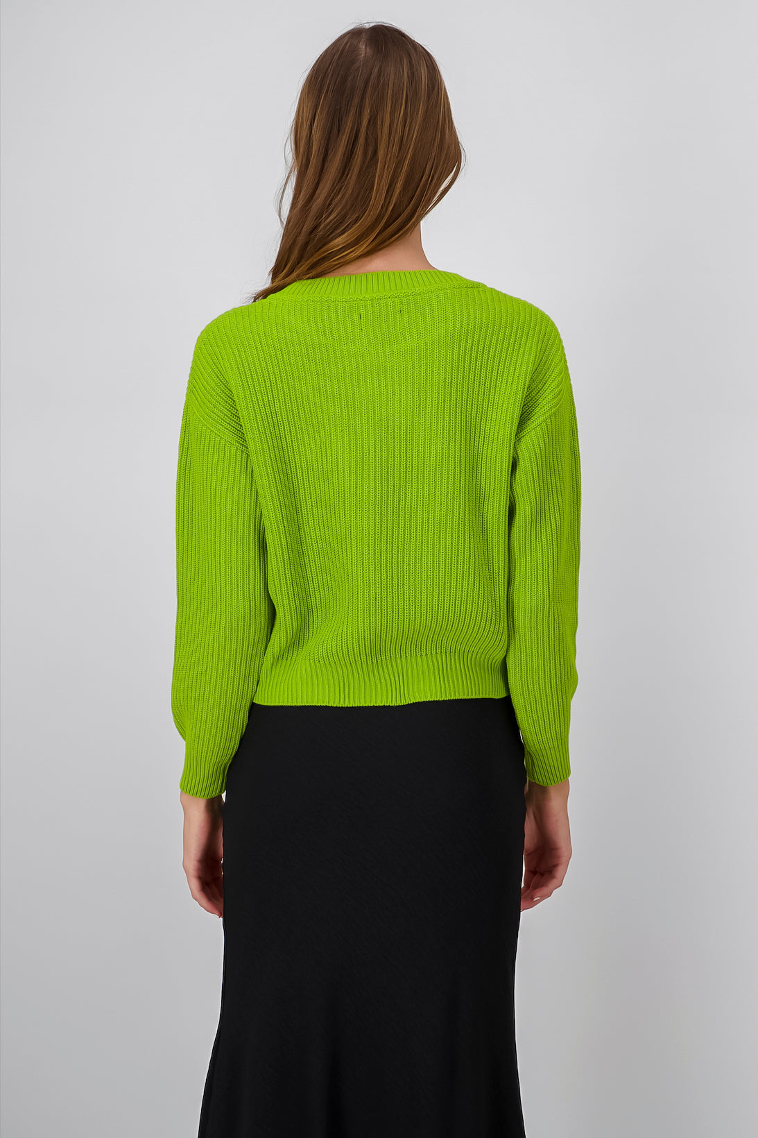 Round neck fabric sweater GREEN