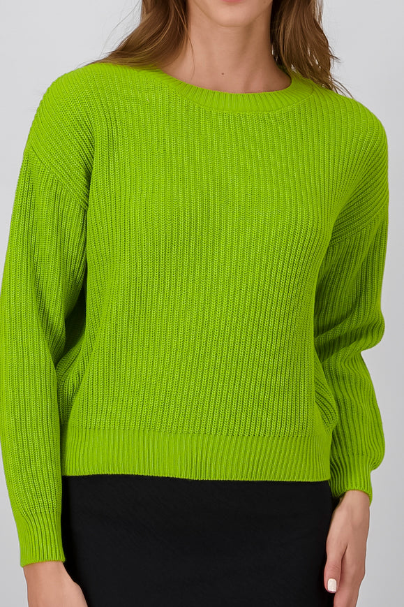 Round neck fabric sweater GREEN