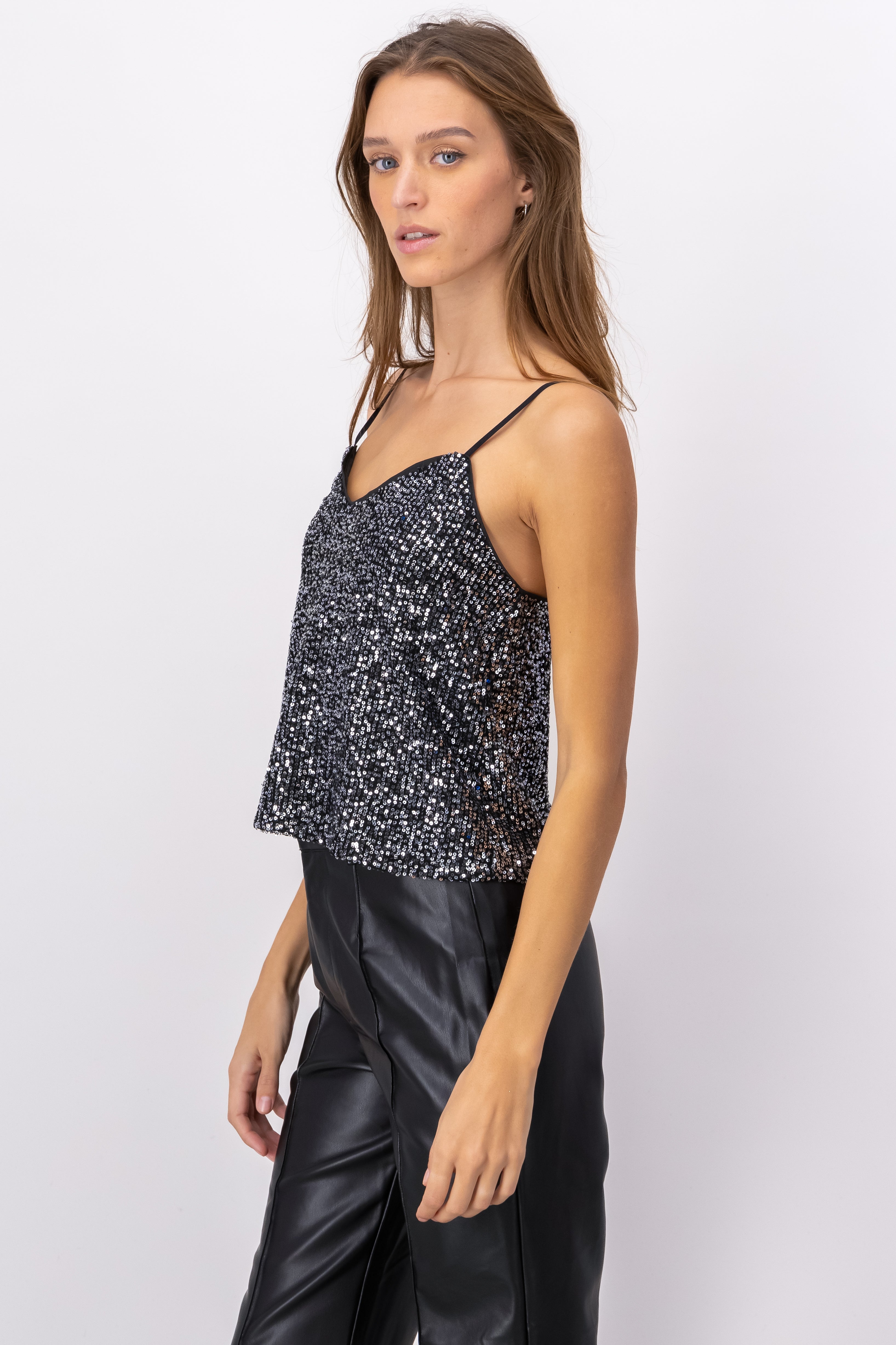 Top tirantes lentejuelas PLATA