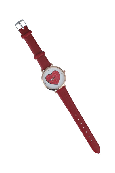 GLITTER HEART WATCH RED