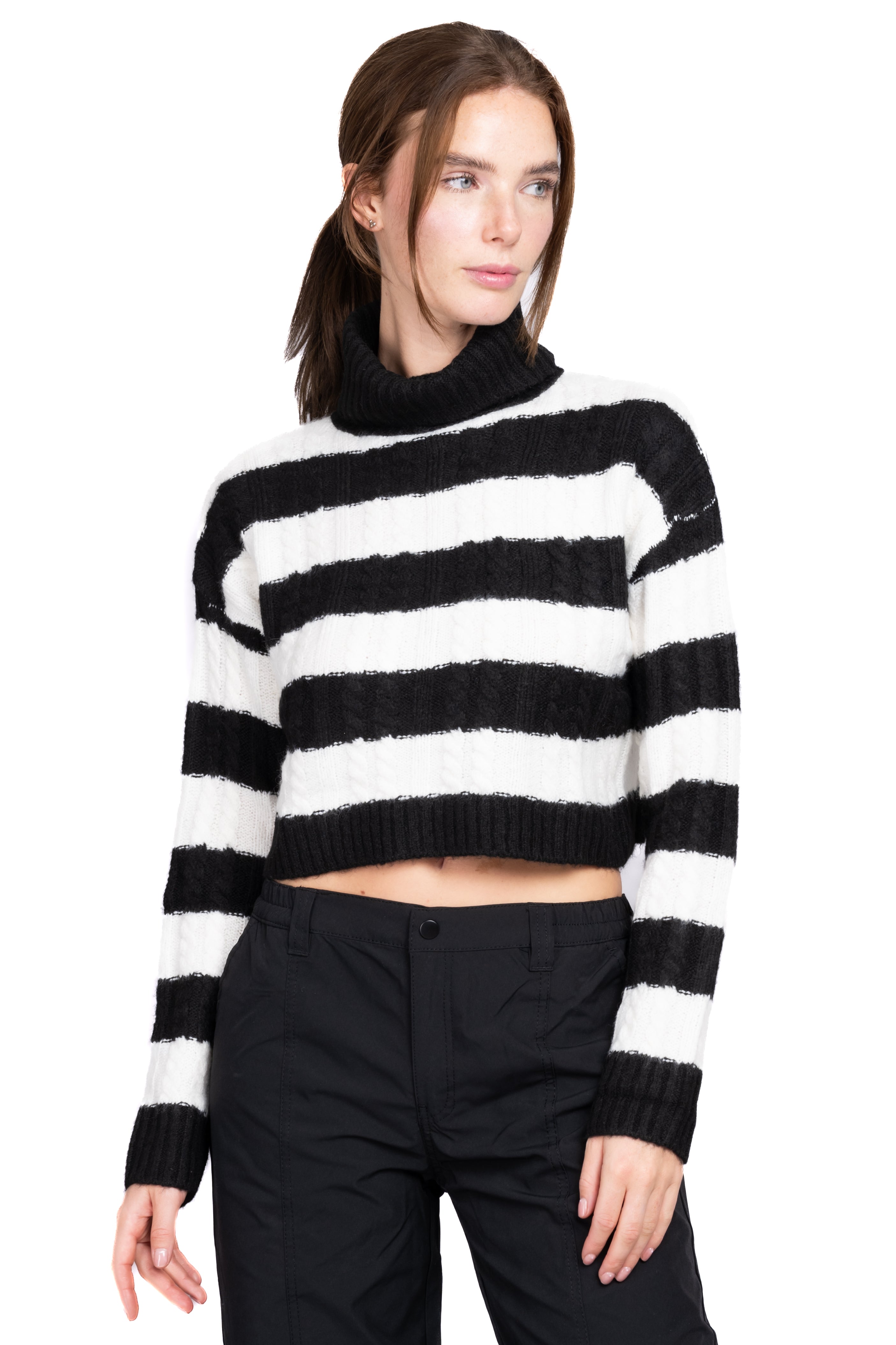 Turtle neck point sweater BLACK