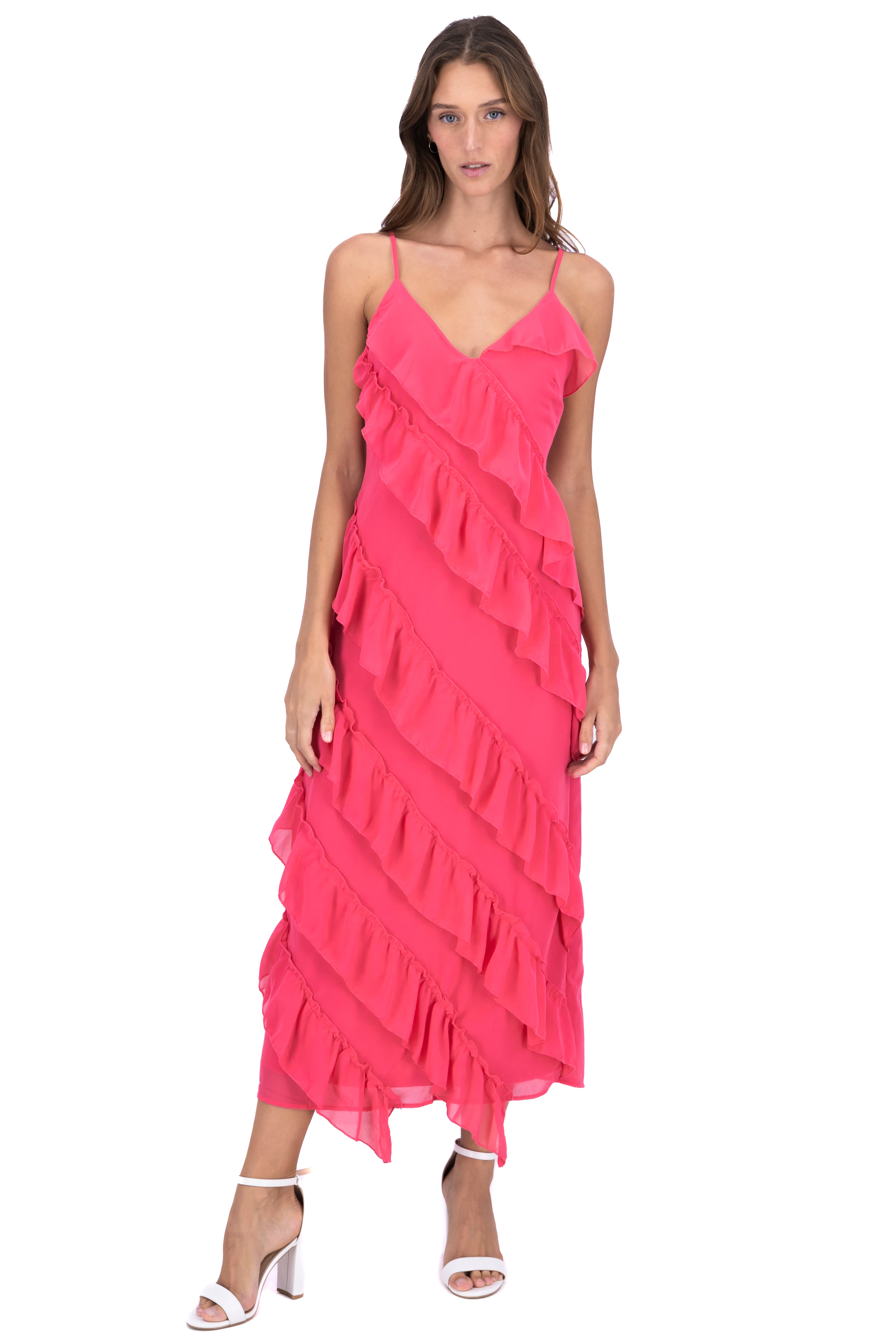 Vestido maxi tirantes olanes ROSA