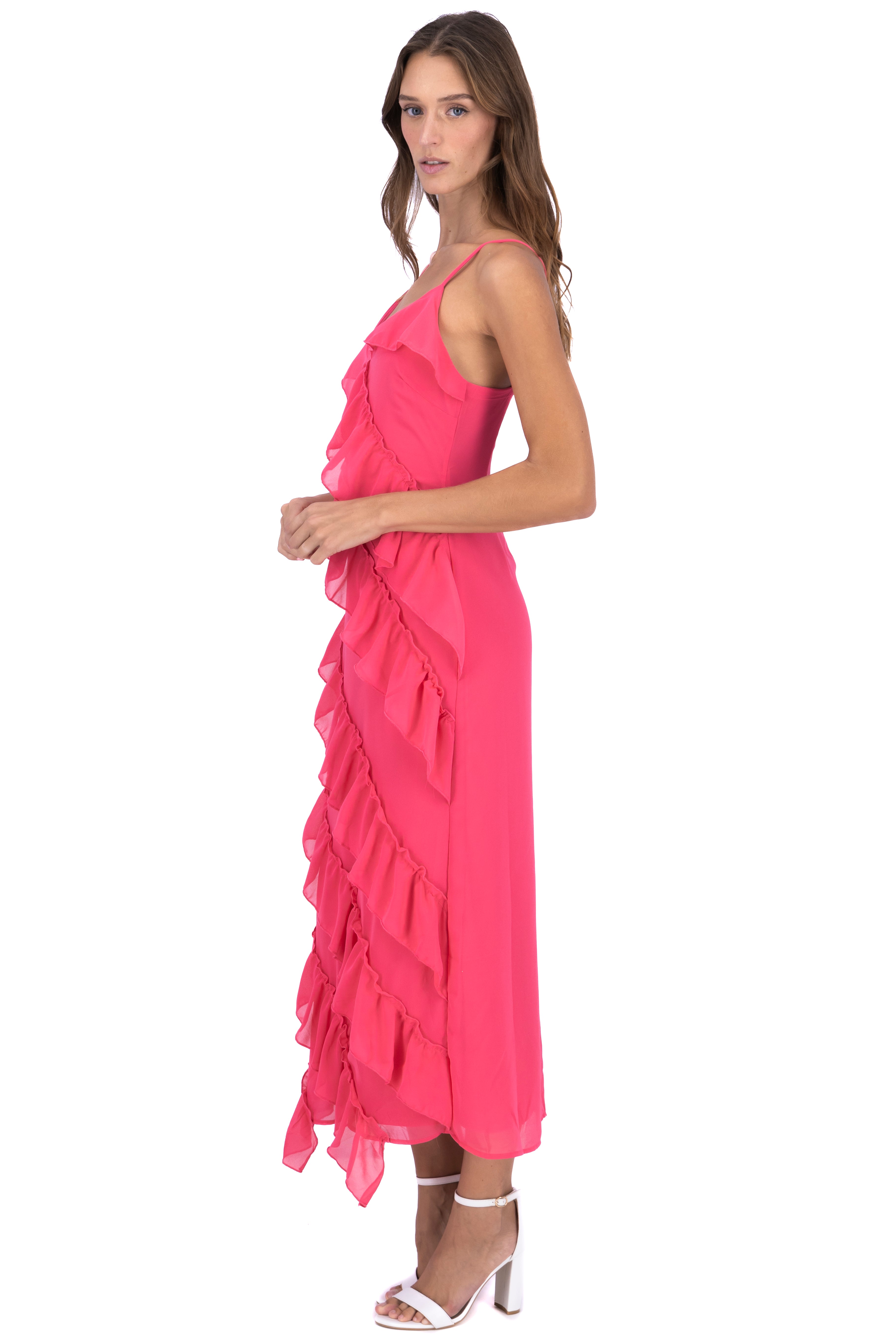 Vestido maxi tirantes olanes ROSA