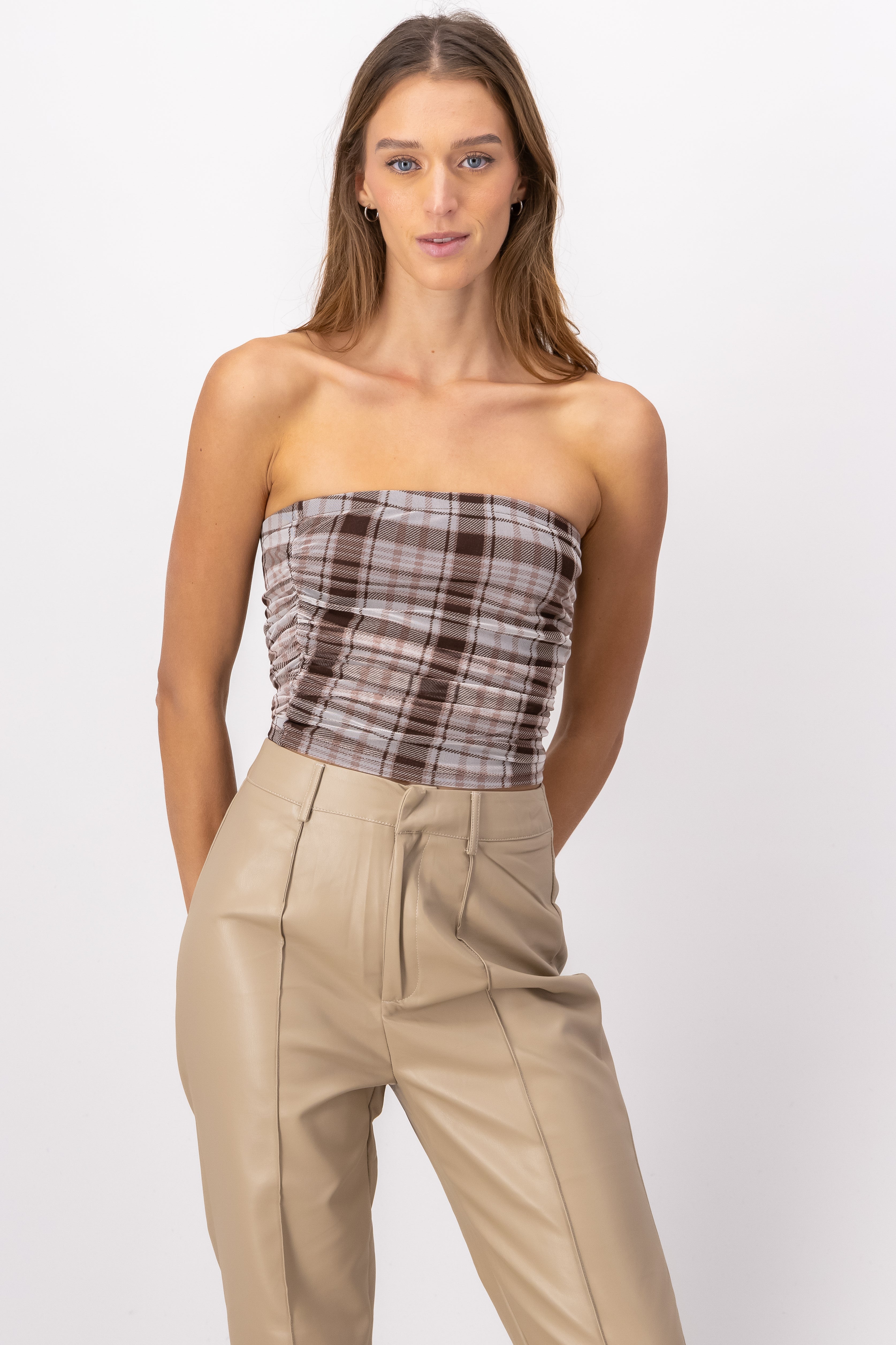 Mesh Pleasant Tube Top CAFE COMBO