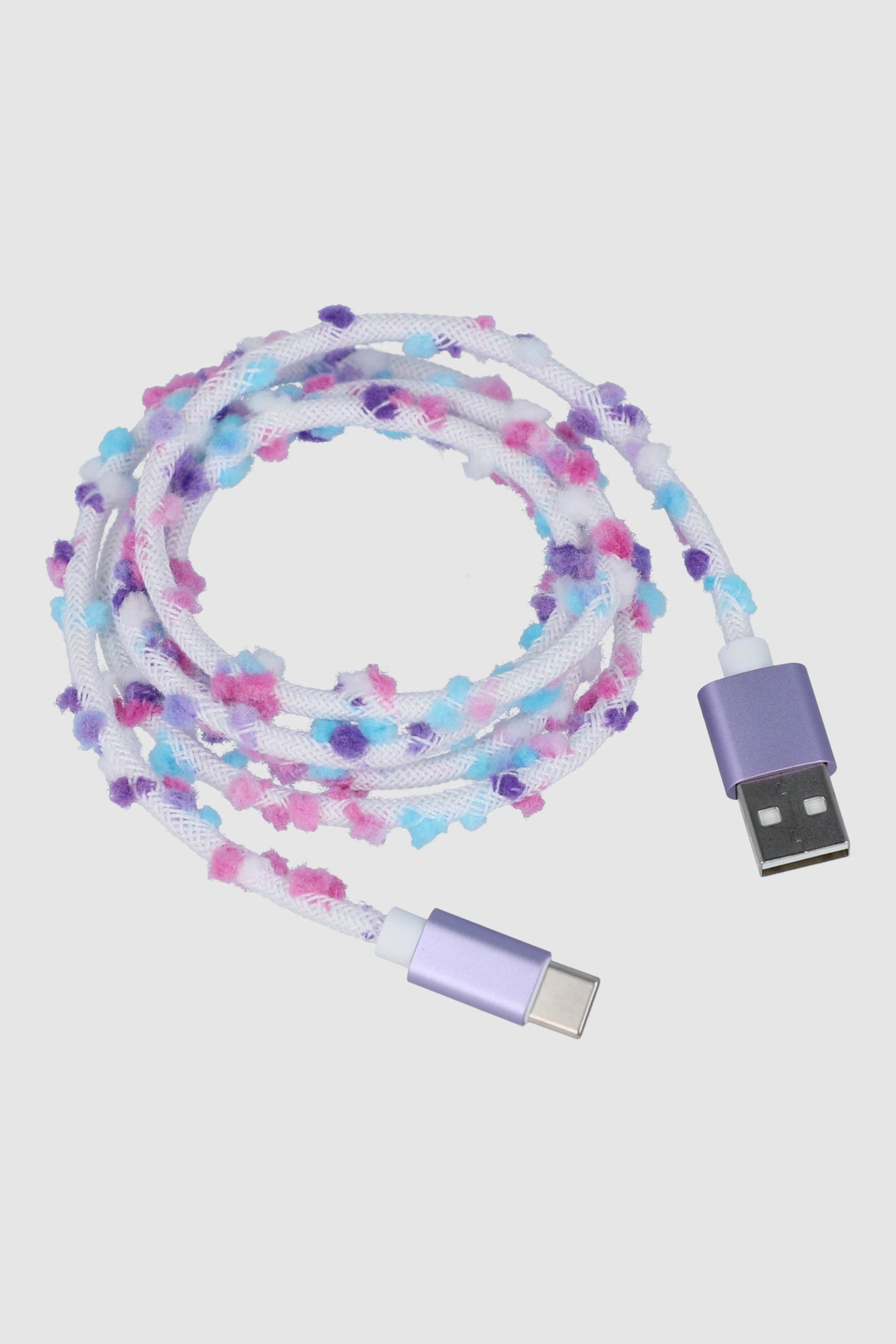 Cable cargador pomponcitos MULTICOLOR