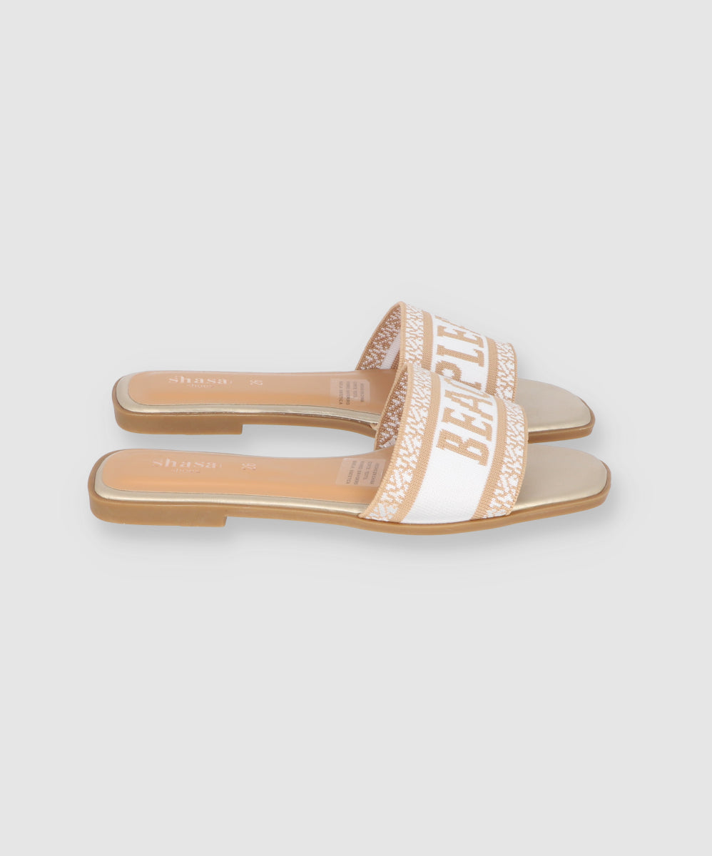 Sandalias Planas Beach Please Tejido ORO