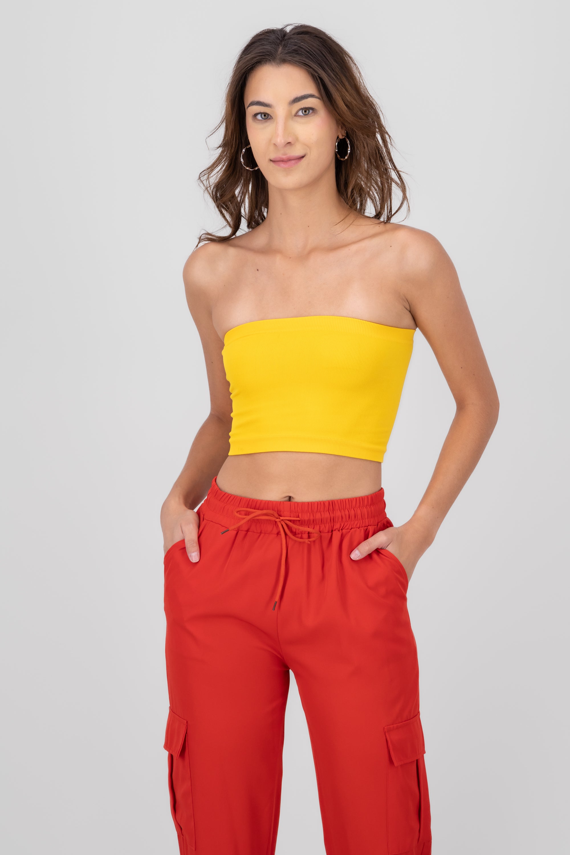 RIB STRAPLE TUBE TOP MUSTARD