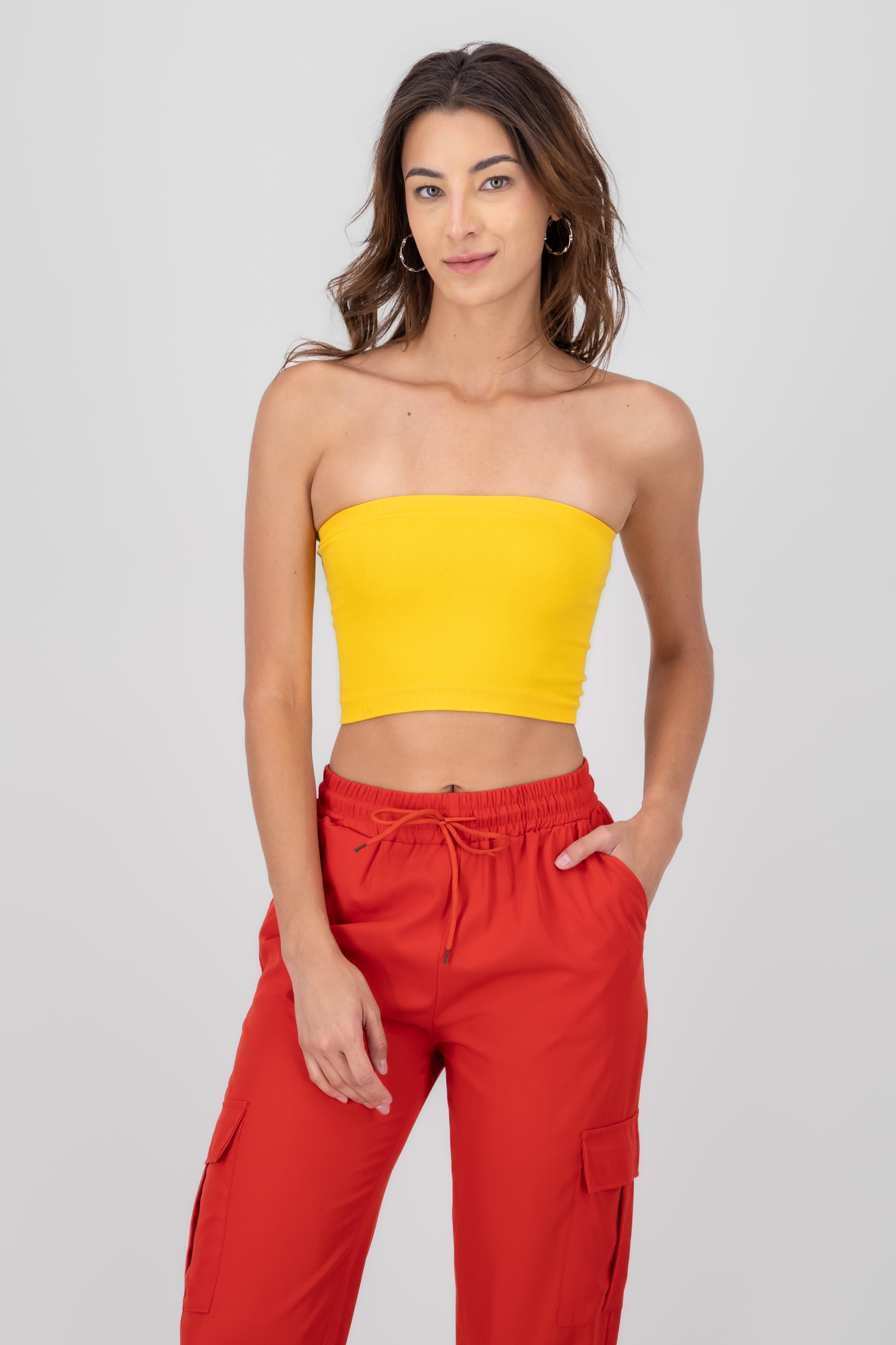 RIB STRAPLE TUBE TOP MUSTARD