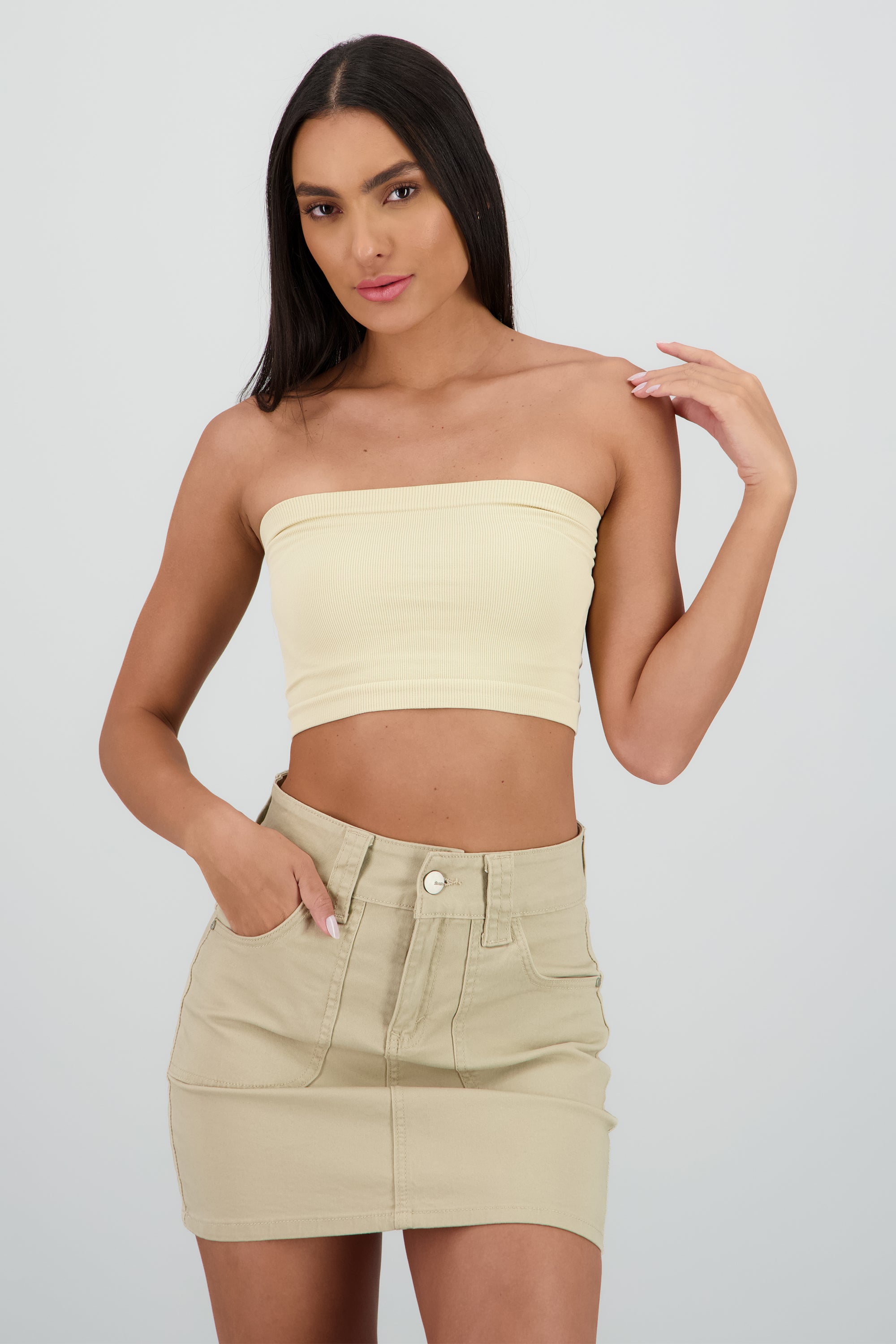 Top Tubo Strapless Rib NUDE