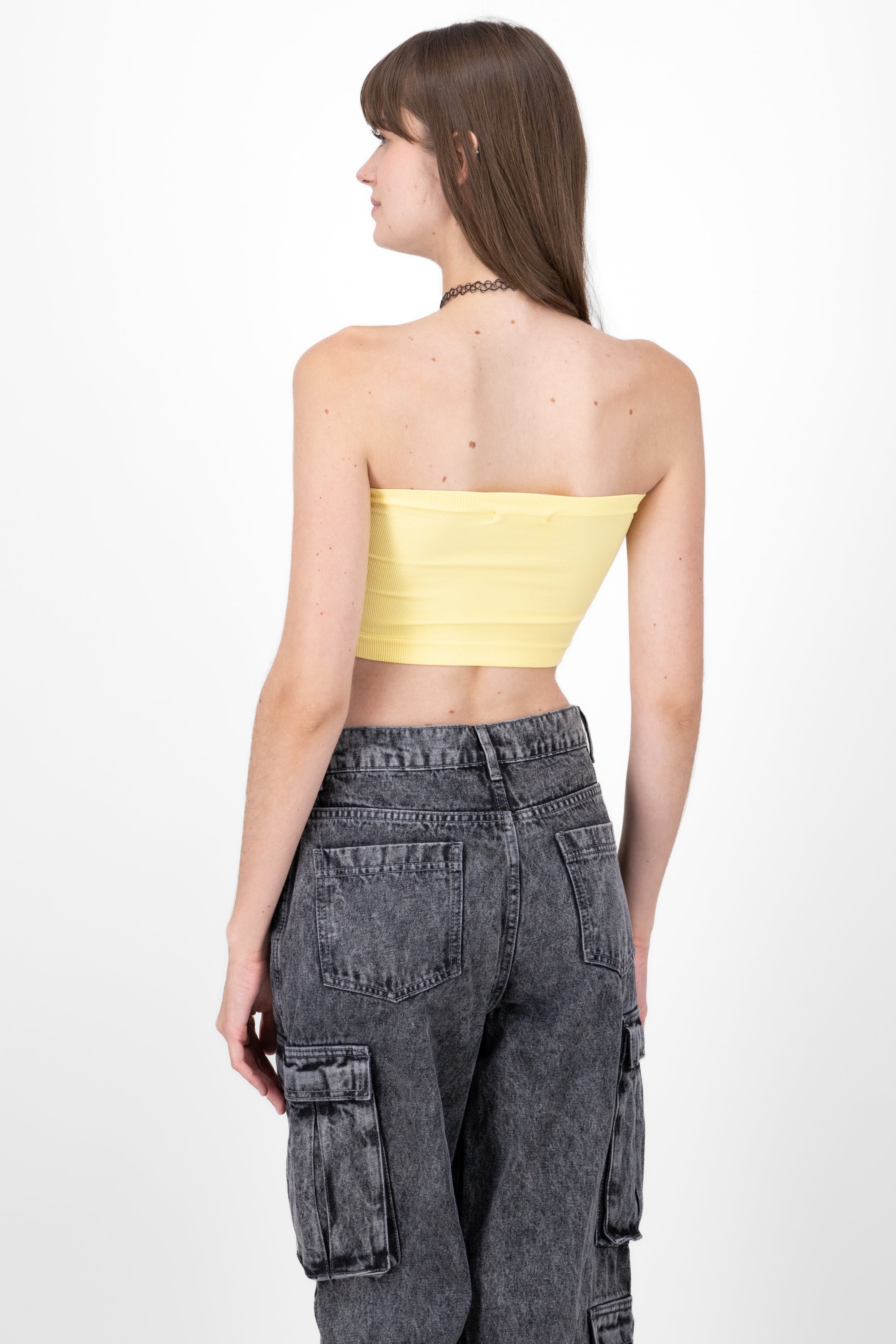 Top Tubo Strapless Rib AMARILLO PASTEL