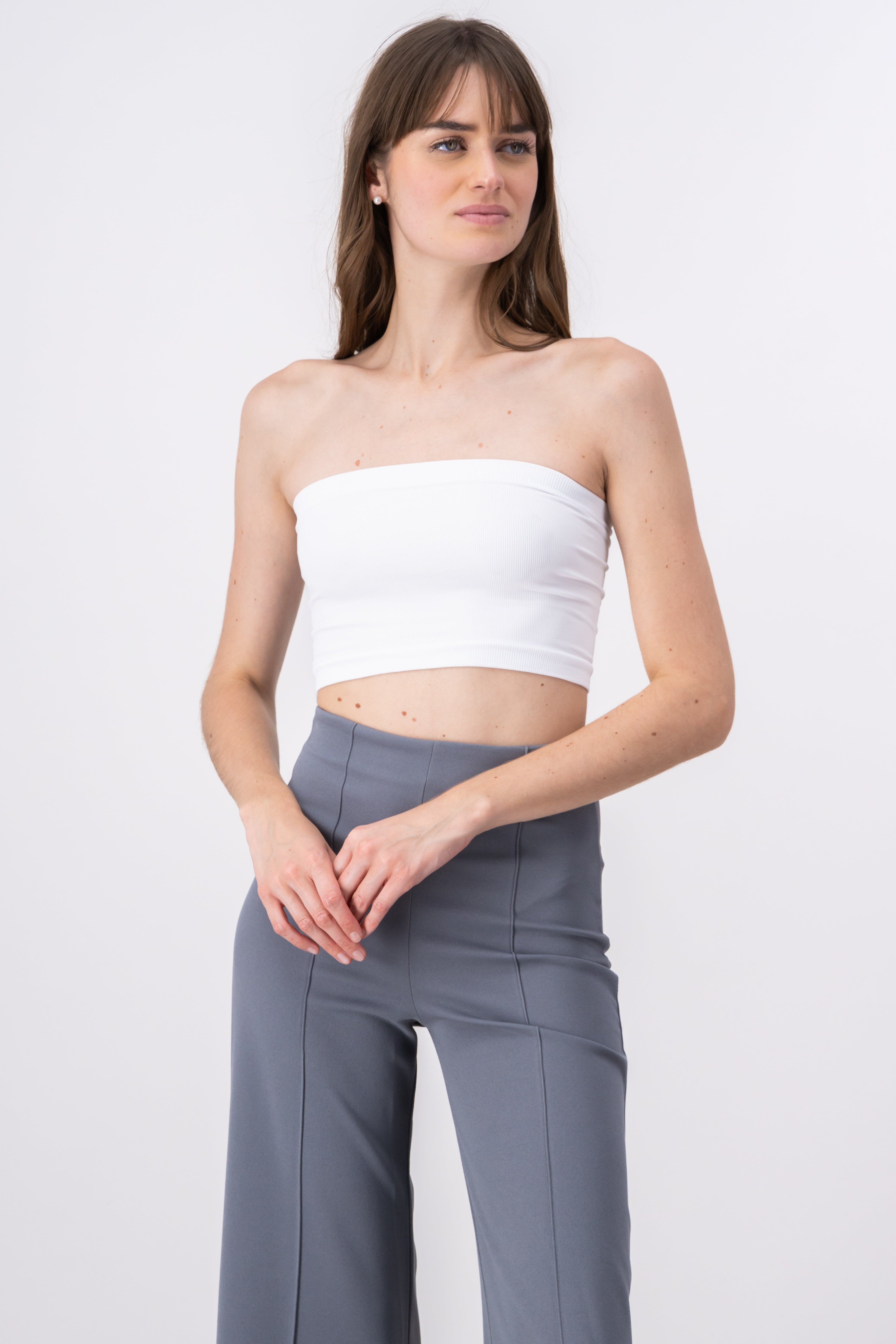 Top Tubo Strapless Rib BLANCO