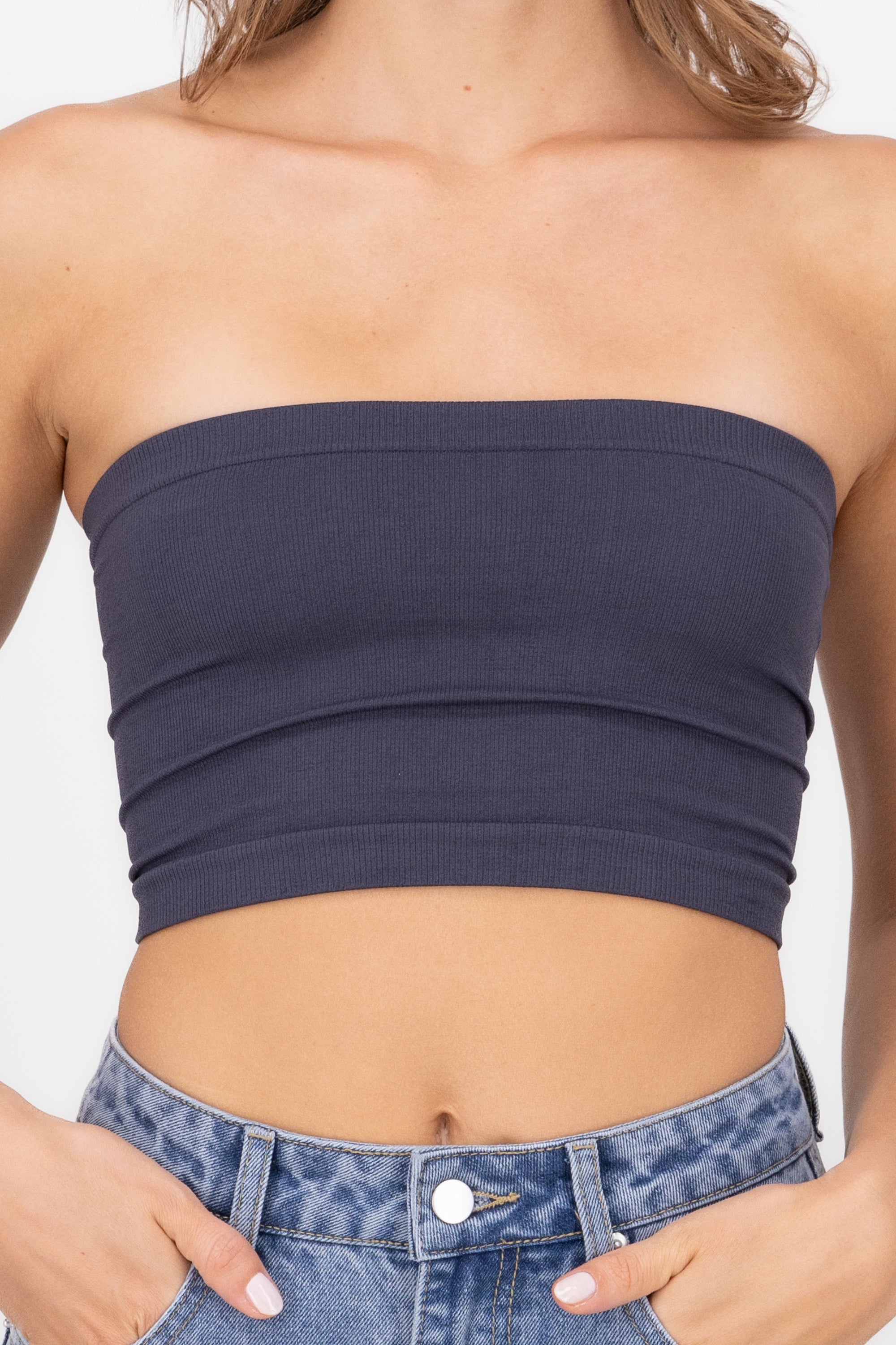 Top Tubo Strapless Rib HEMATITA