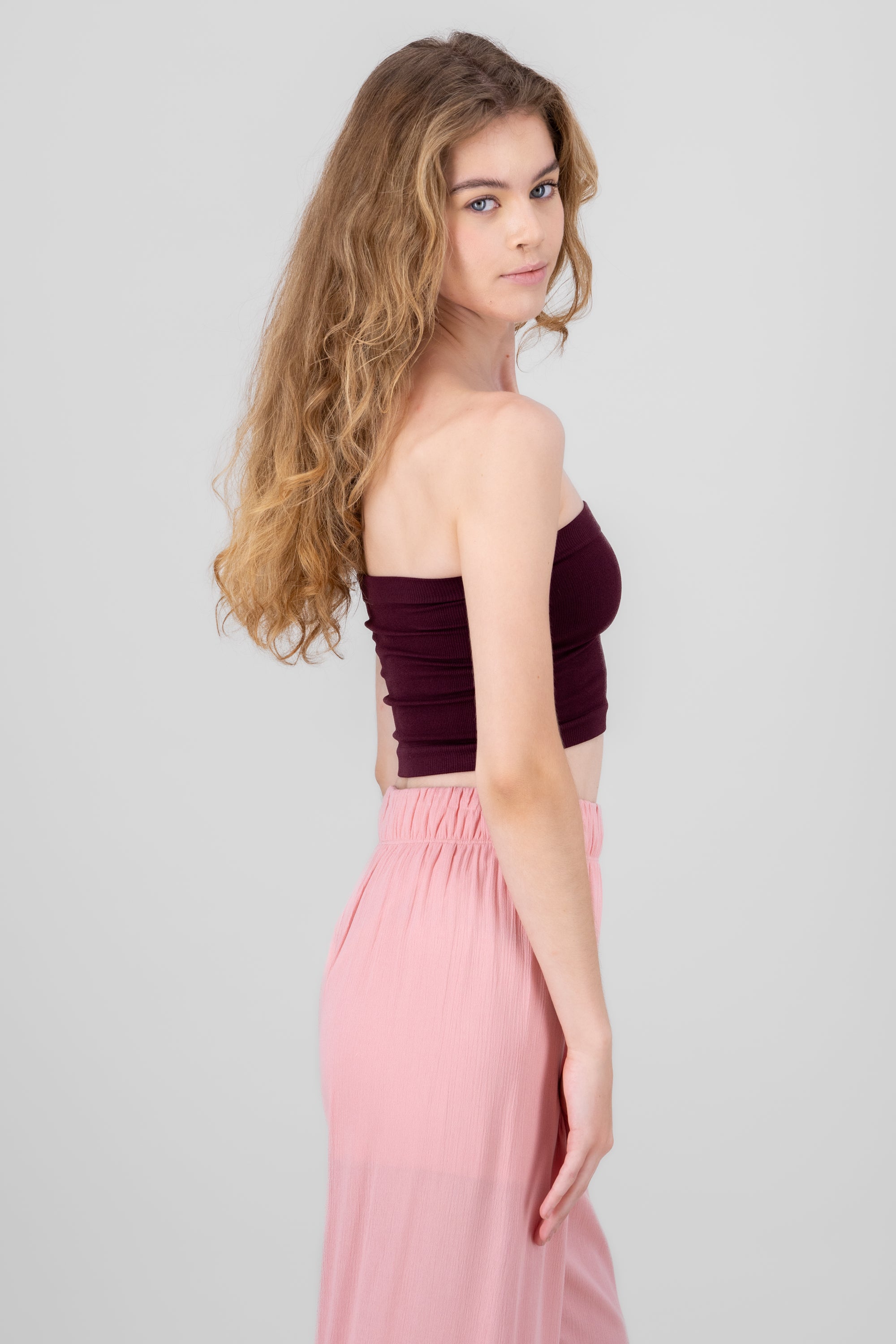 RIB STRAPLE TUBE TOP PLUM