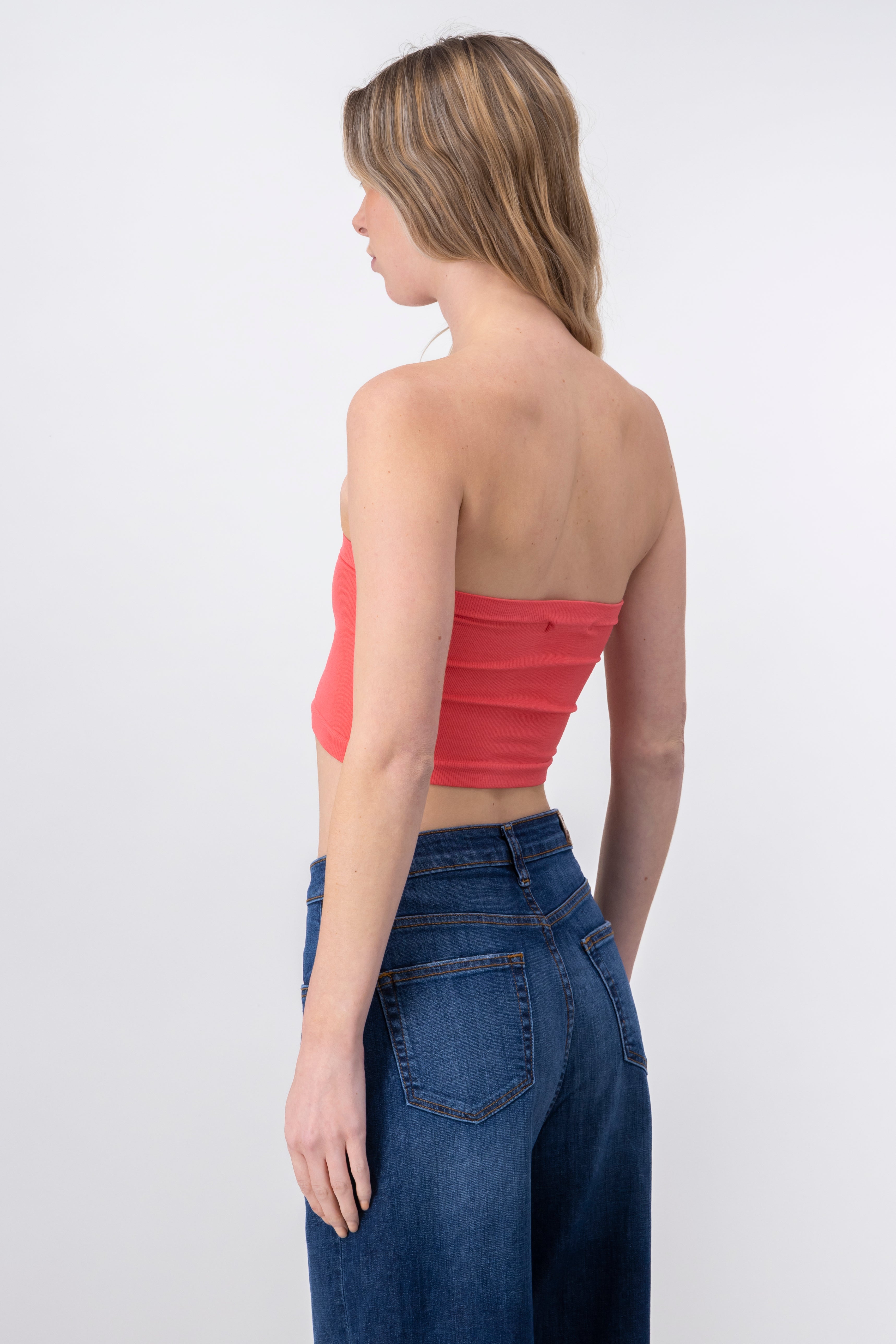 Top Tubo Strapless Rib CORAL