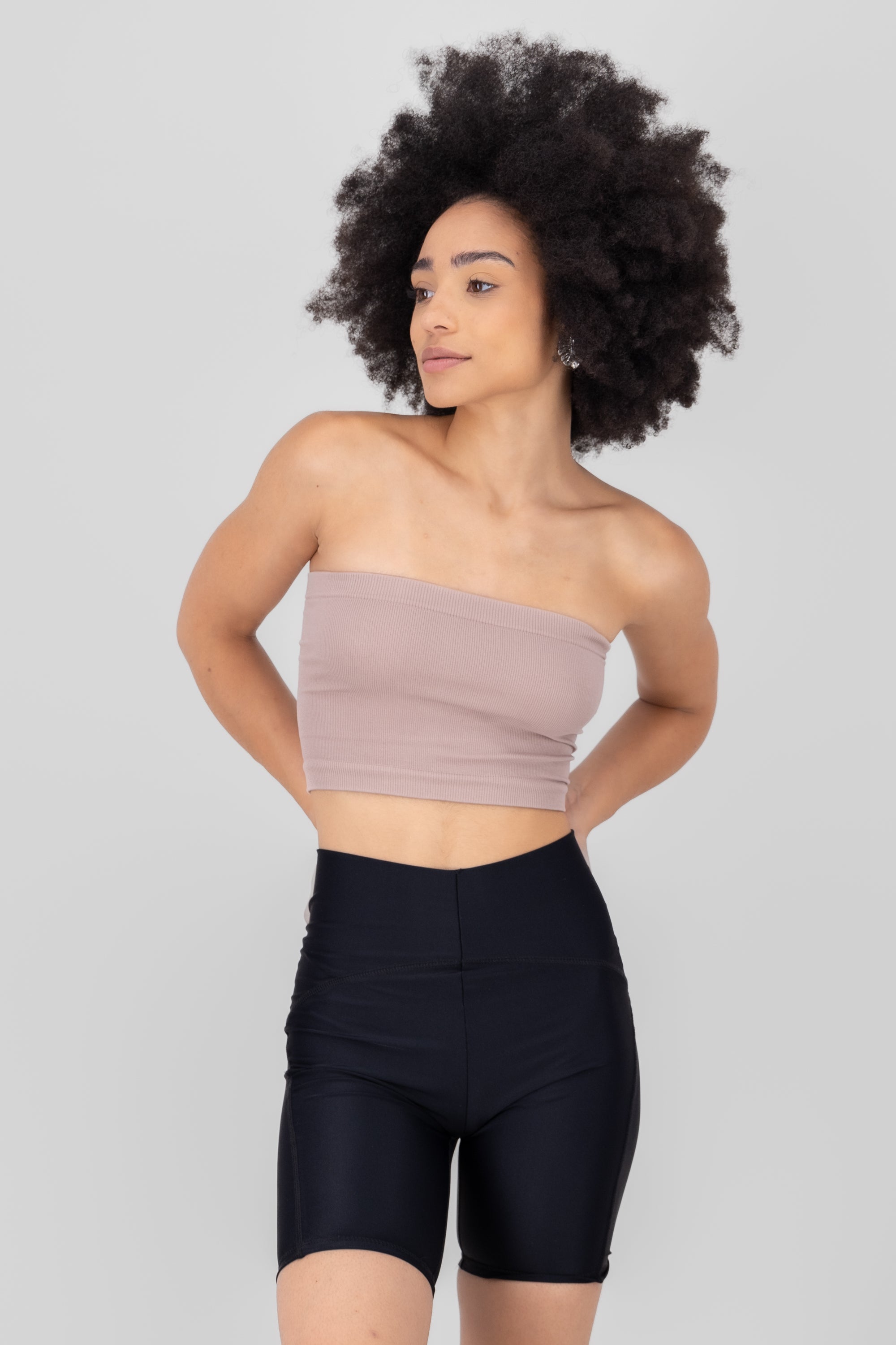 RIB STRAPLE TUBE TOP Taupe