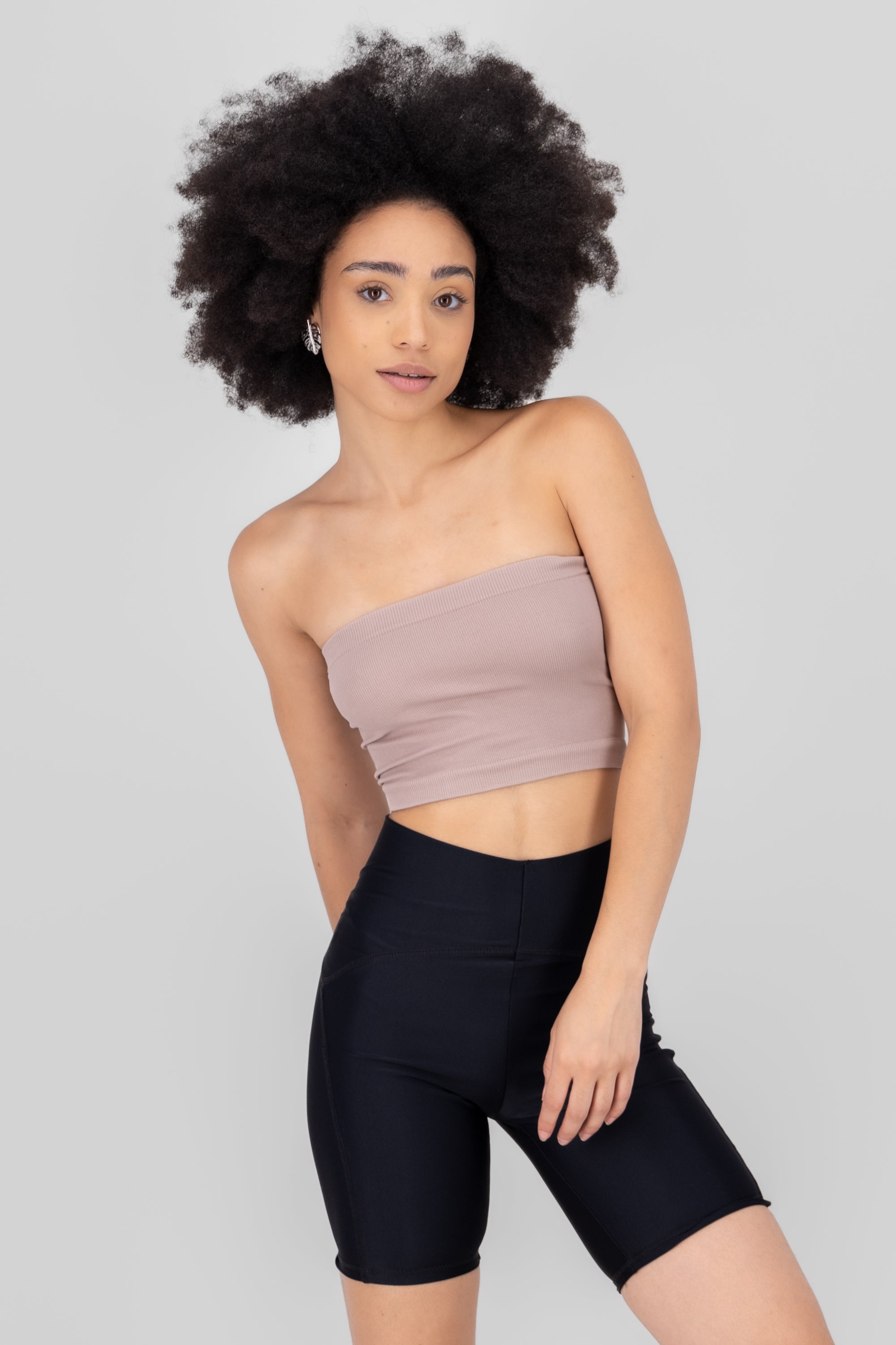 RIB STRAPLE TUBE TOP Taupe