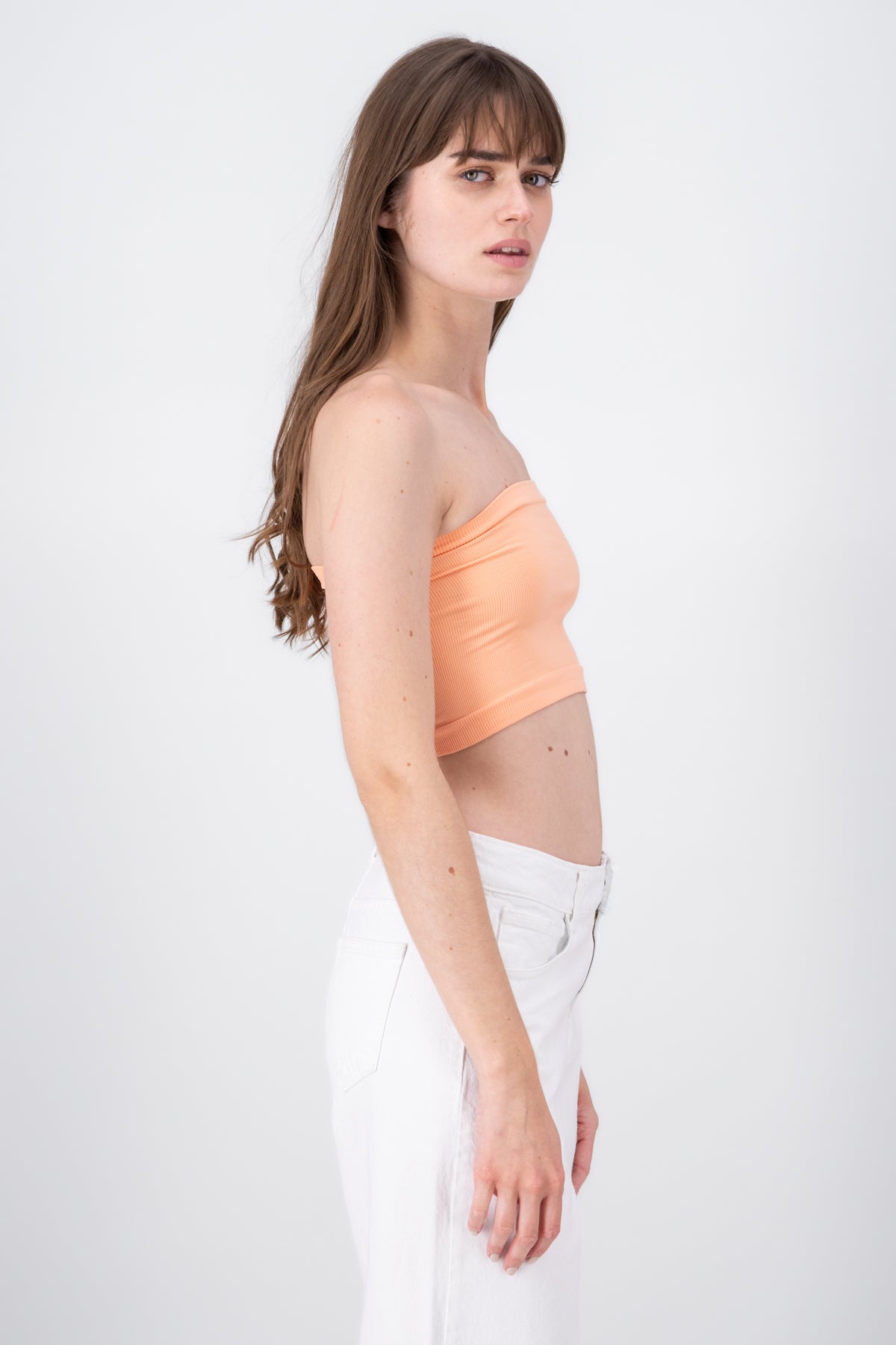 Top Tubo Strapless Rib DURAZNO