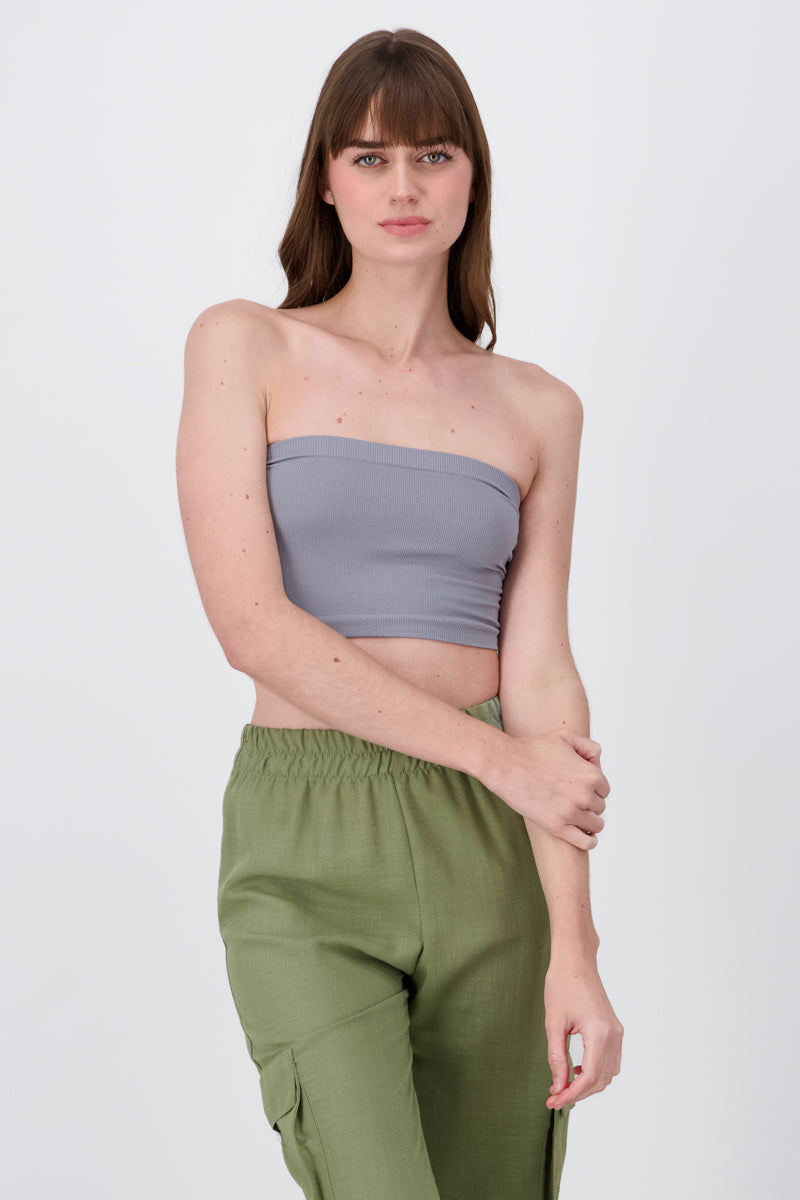 Top Tubo Strapless Rib GRIS