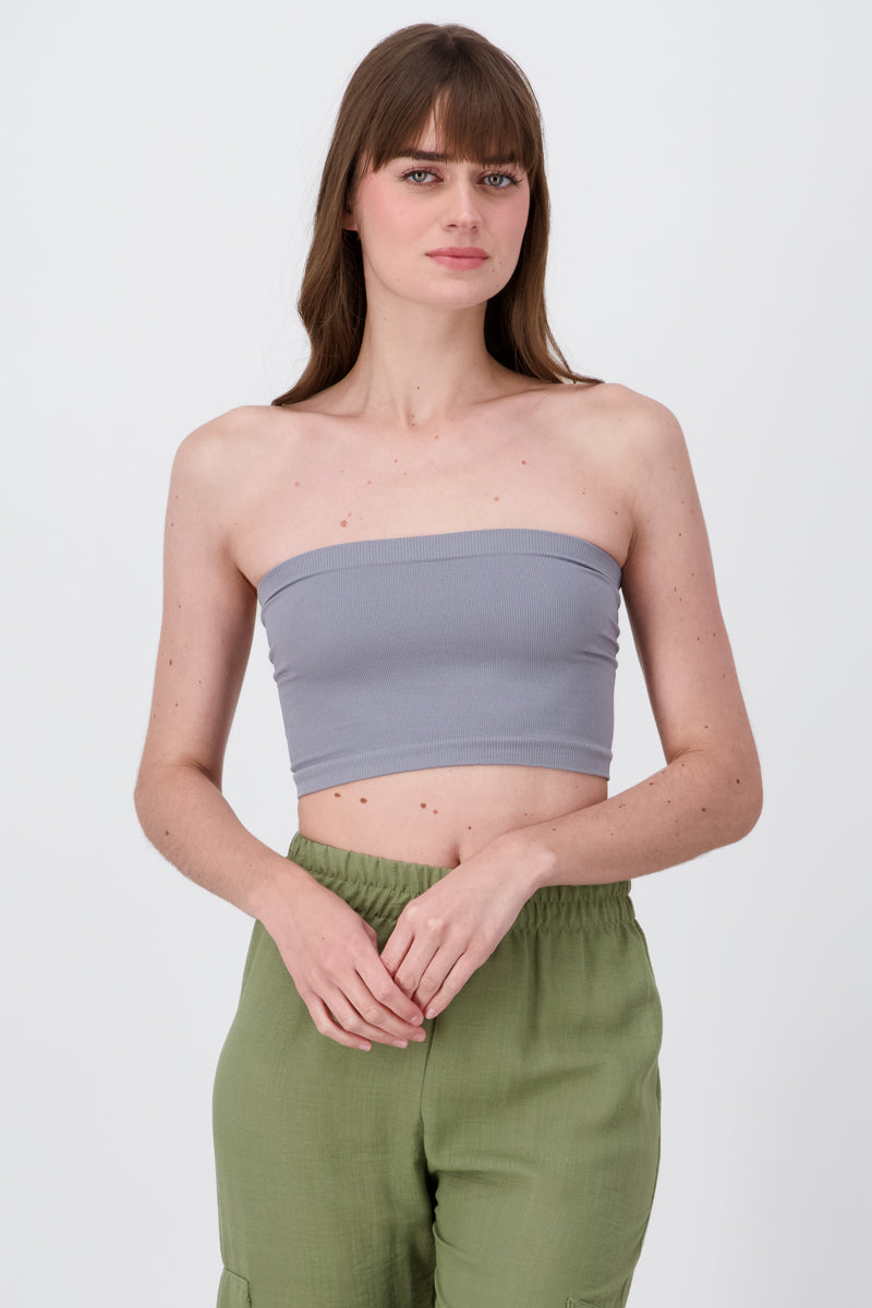 Top Tubo Strapless Rib GRIS