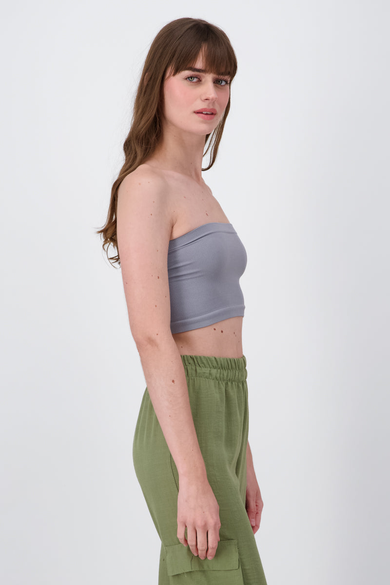 Top Tubo Strapless Rib GRIS