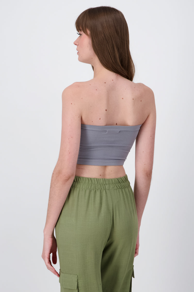 Top Tubo Strapless Rib GRIS