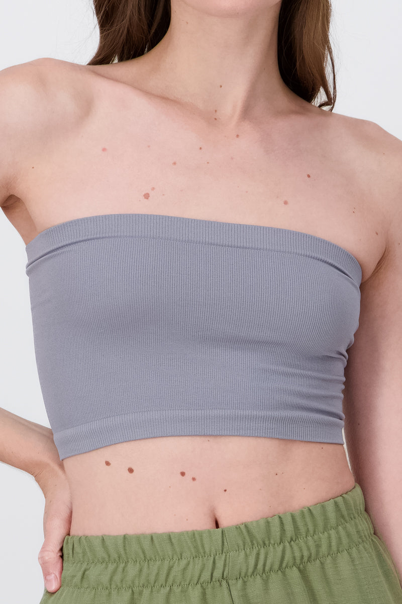 Top Tubo Strapless Rib GRIS