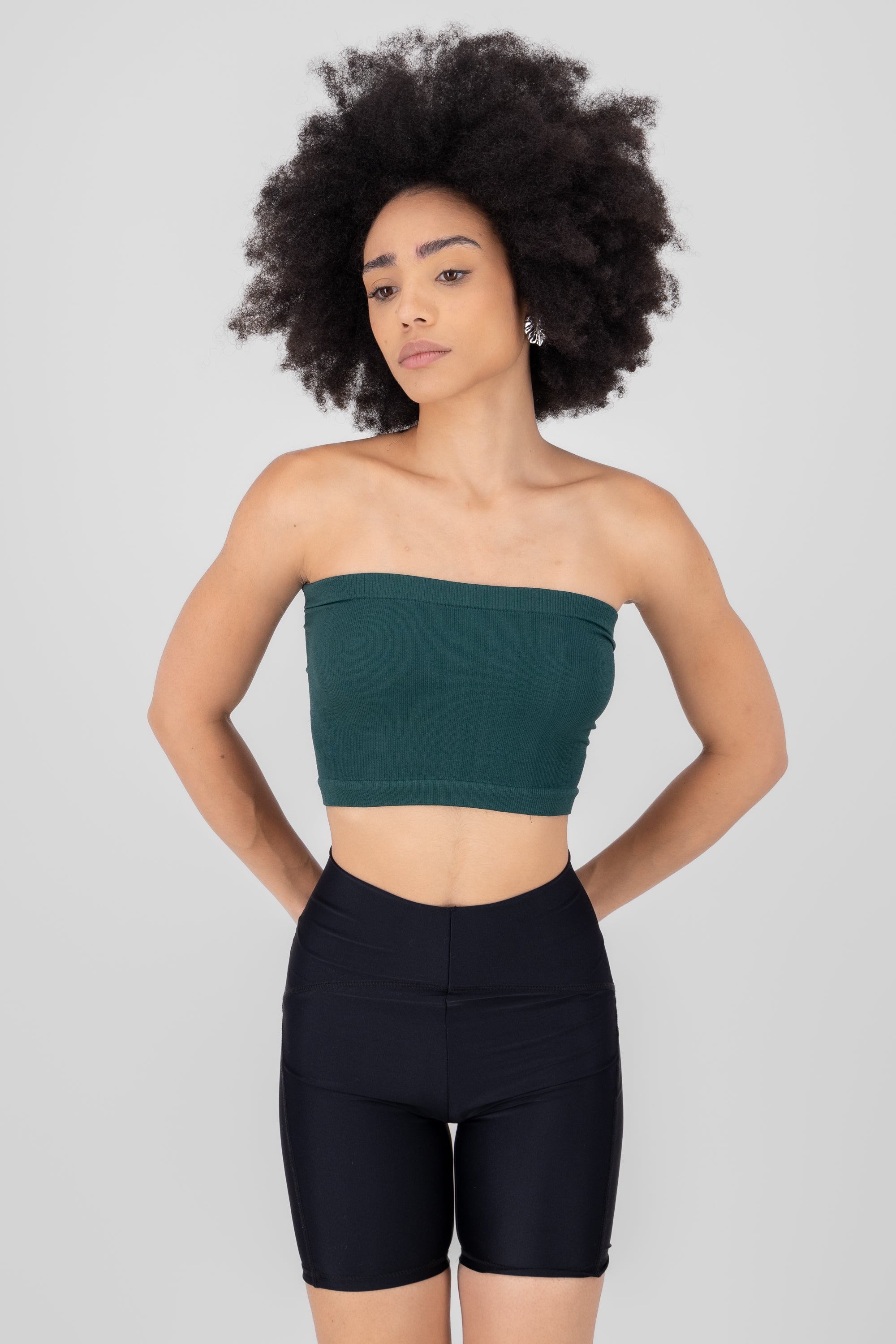 Top Tubo Strapless Rib VERDE CAZADOR