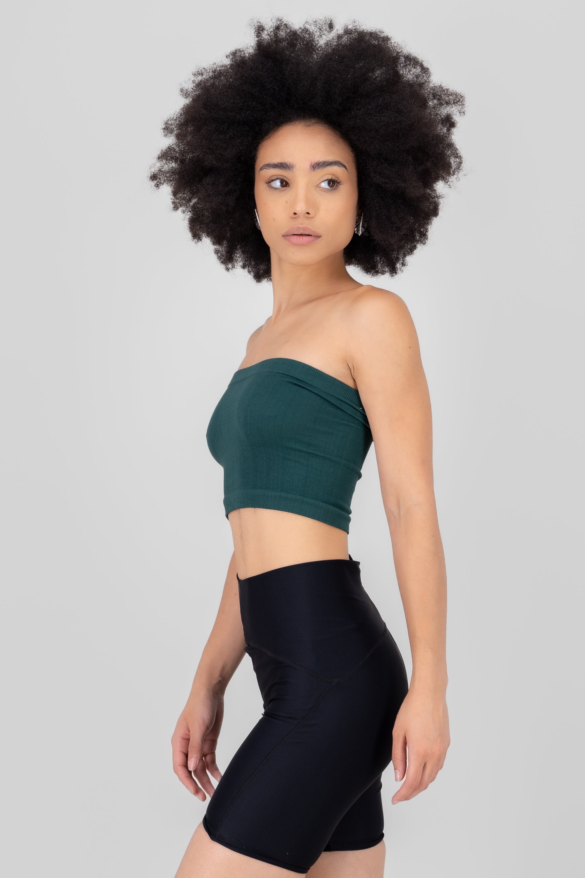 Top Tubo Strapless Rib VERDE CAZADOR