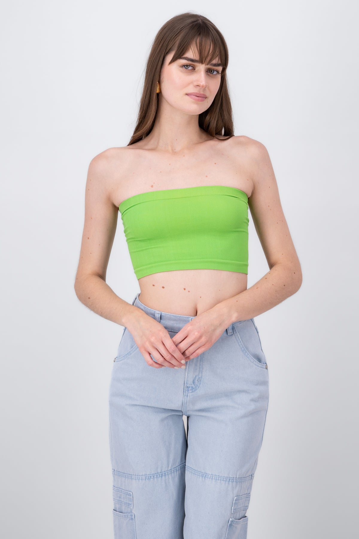 Top Tubo Strapless Rib VERDE BRILLANTE