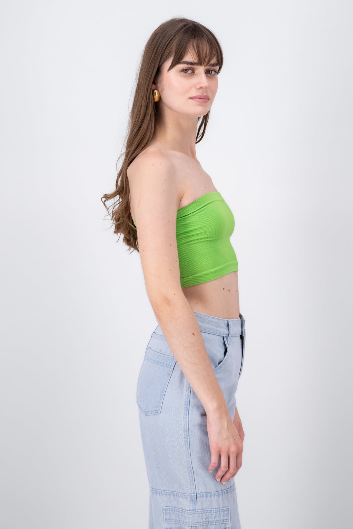 Top Tubo Strapless Rib VERDE BRILLANTE