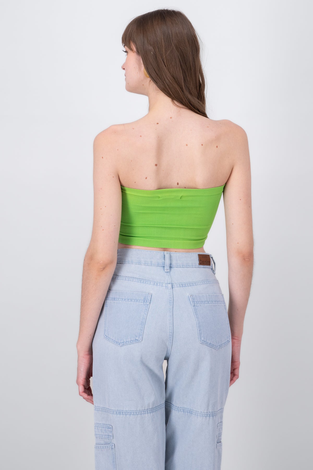 Top Tubo Strapless Rib VERDE BRILLANTE