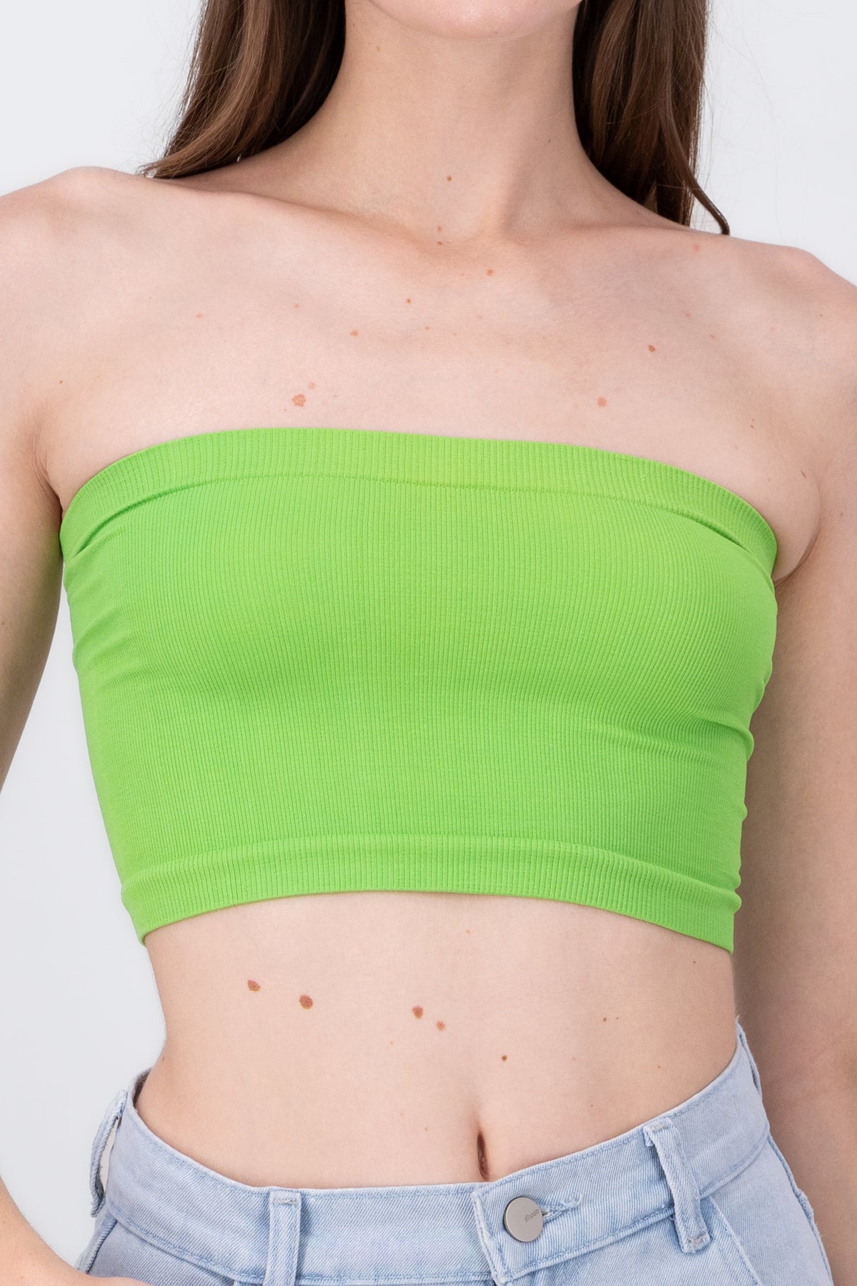 Top Tubo Strapless Rib VERDE BRILLANTE