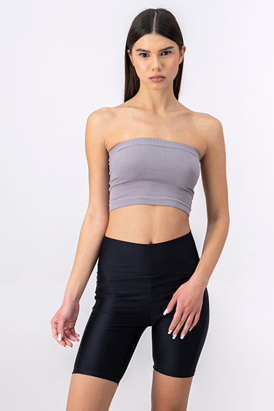 Top Tubo Strapless Rib GRIS OBSCURO