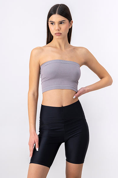 Top Tubo Strapless Rib GRIS OBSCURO