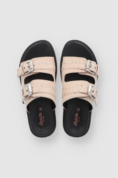 Sandal Texture Two buckles Nude