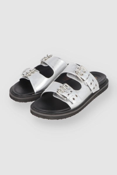 Metal Sandal two buckles SILVER