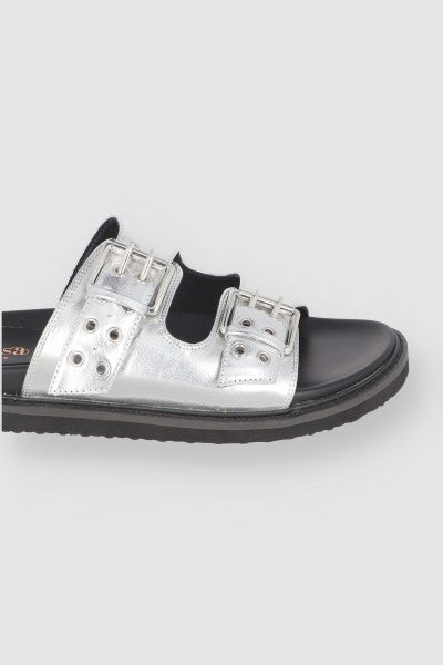 Metal Sandal two buckles SILVER