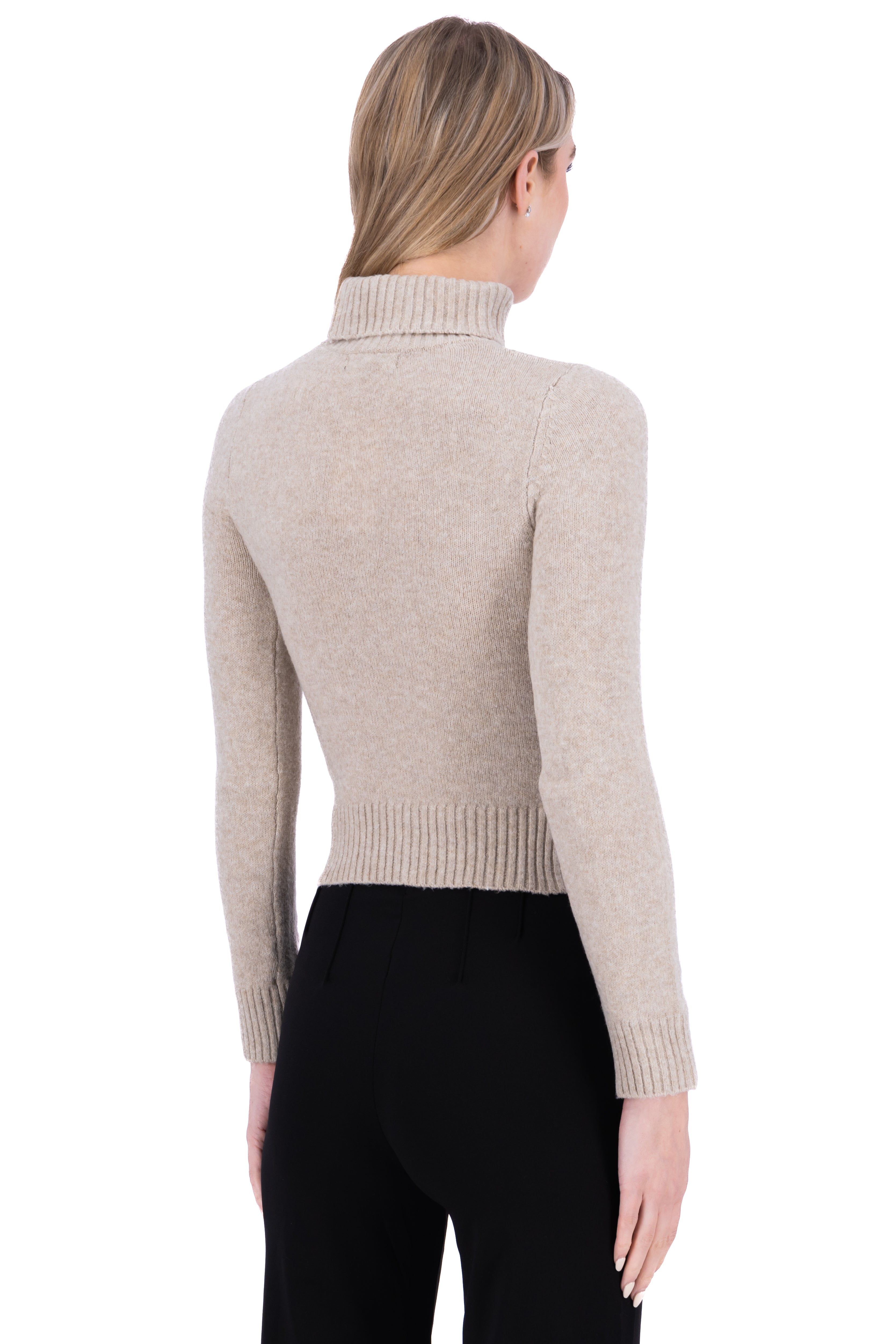 Suéter crop cuello tortuga TAUPE