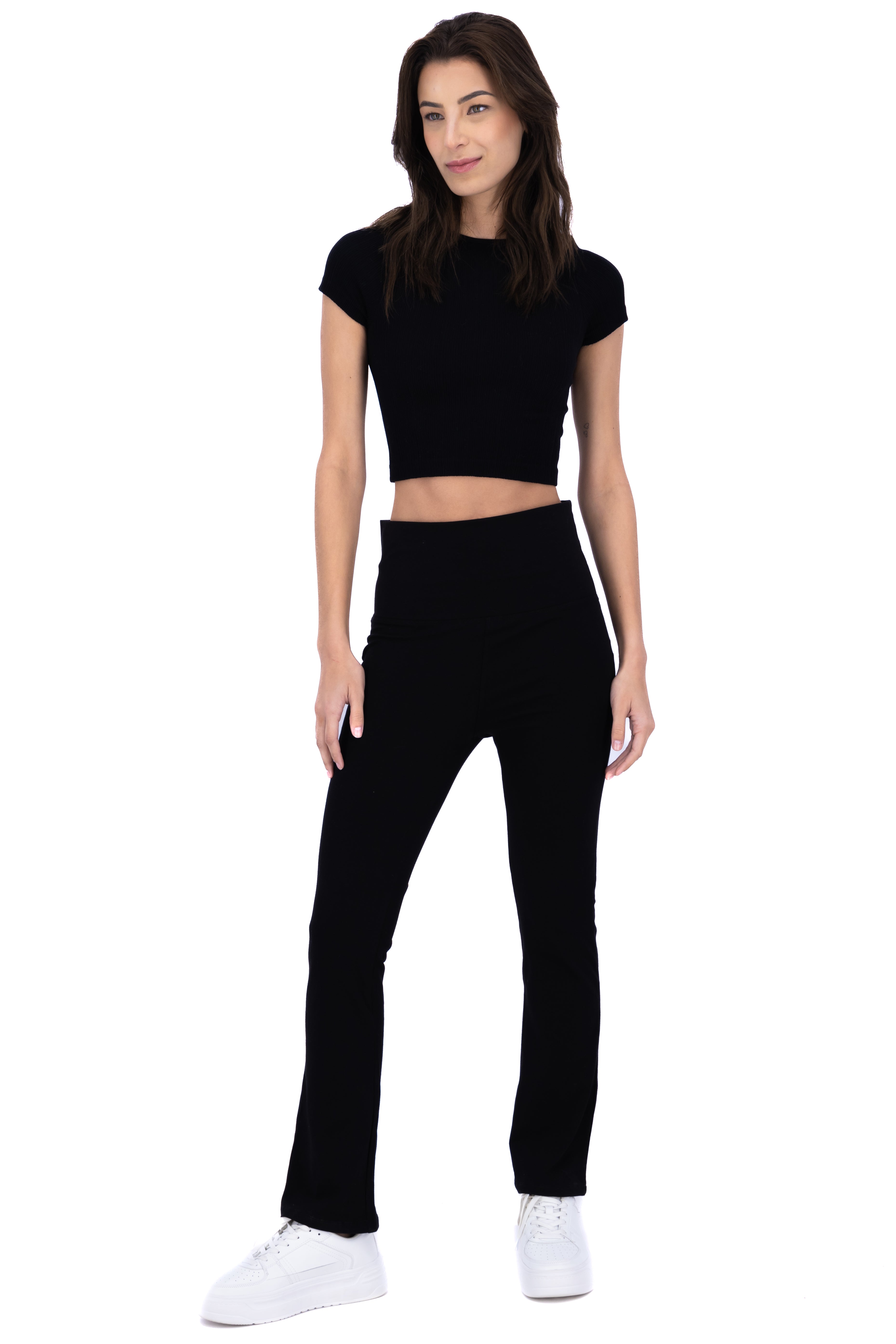 Straight pants high waist BLACK